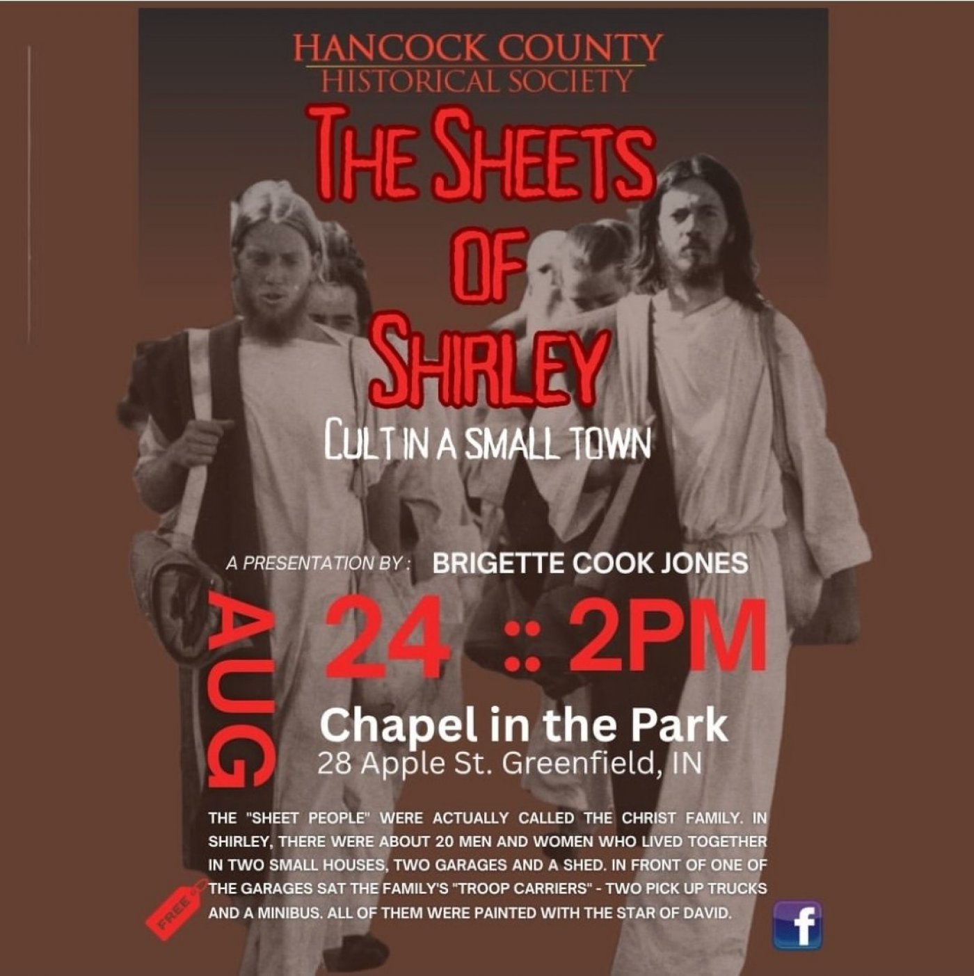 The Sheets of Shirley: A Cult in a Small Town, 24 August | Event in Greenfield | AllEvents
