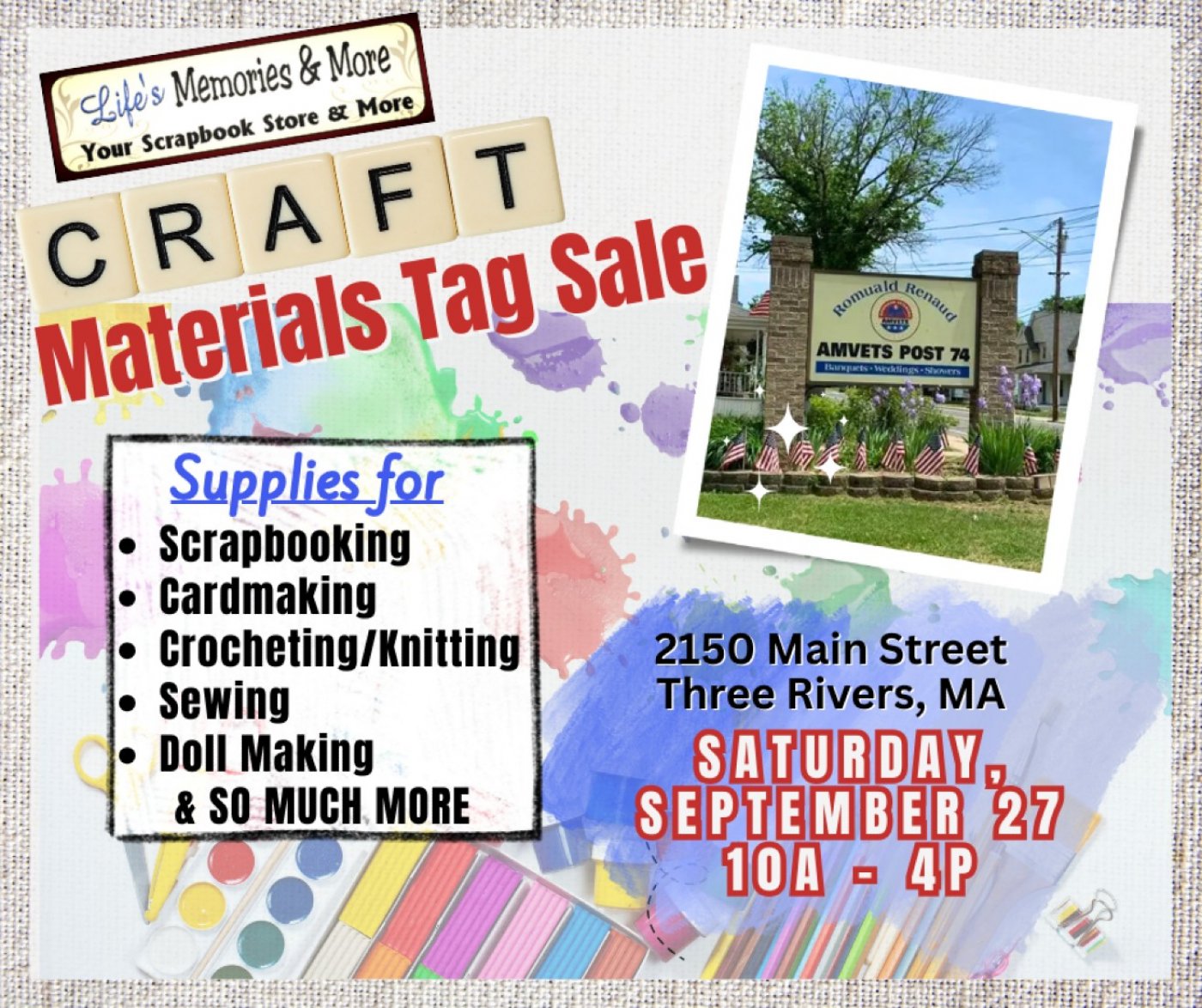 Craft Materials Tag Sale, 27 September | Event in Palmer | AllEvents