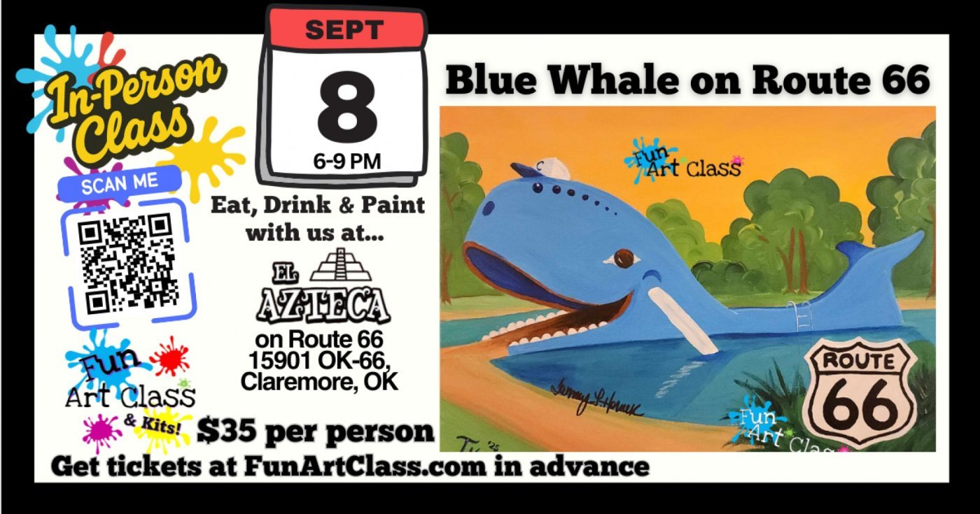 In-Person Fun Art Class – Blue Whale in Claremore, 8 September | Event in Claremore | AllEvents