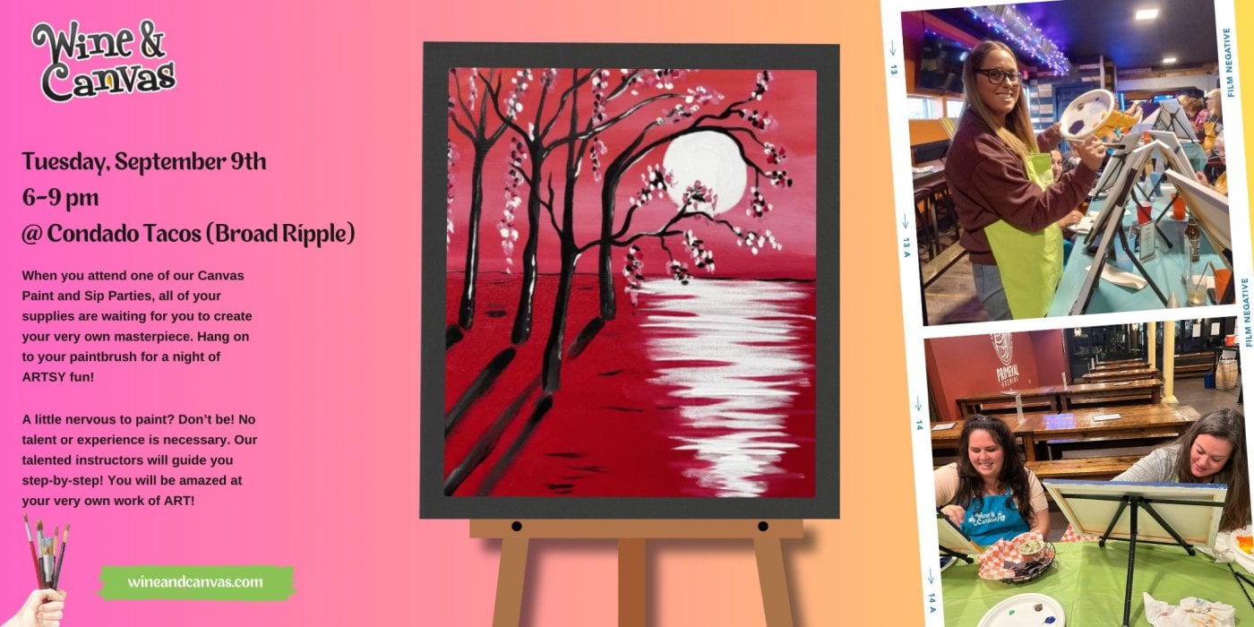 Broad Ripple Sip and Paint – Moonlit Blossoms, 9 September | Event in Indianapolis | AllEvents