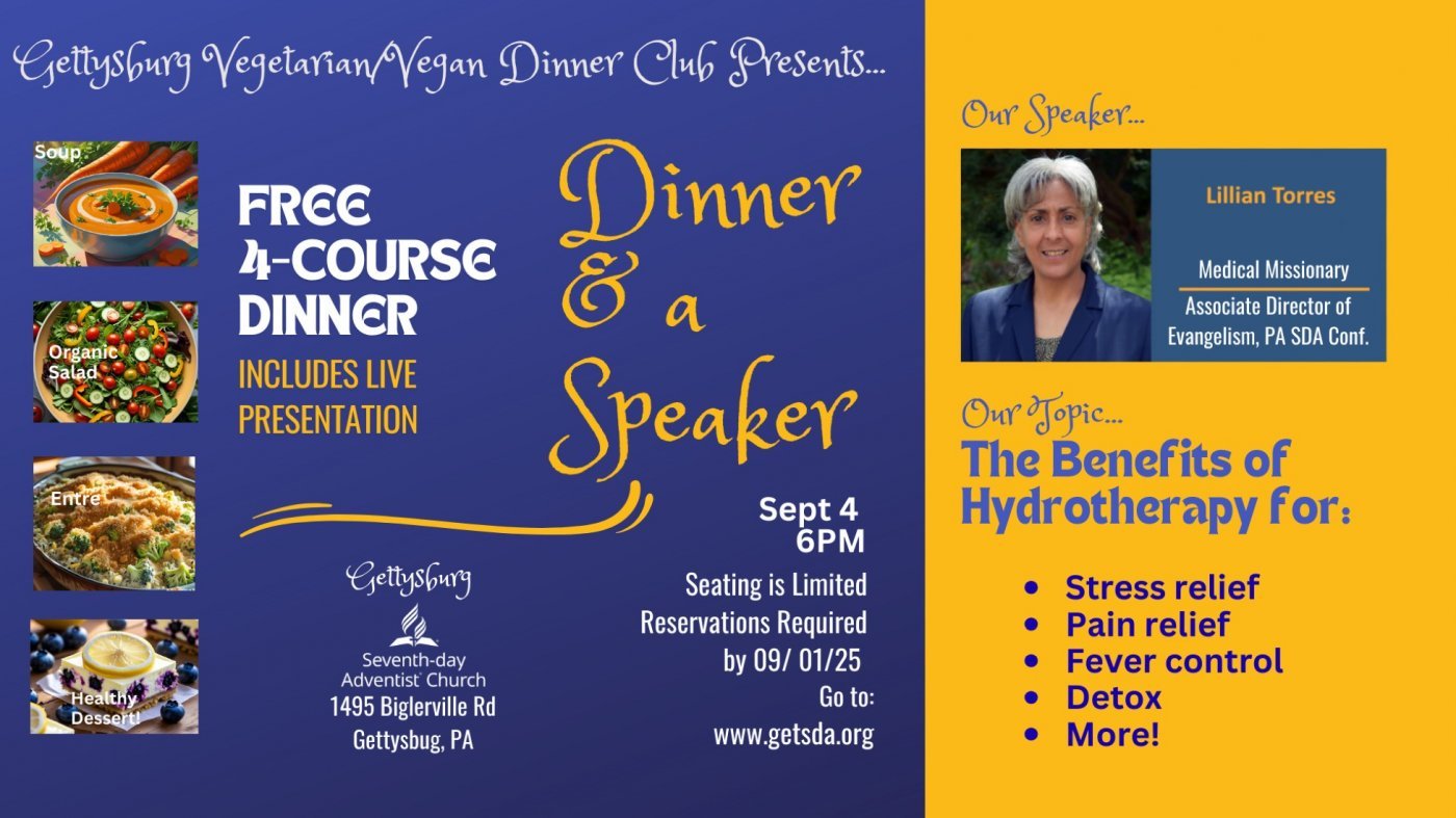 Dinner and a Speaker with the Vegetarian Dinner Club, 4 September | Event in Gettysburg | AllEvents
