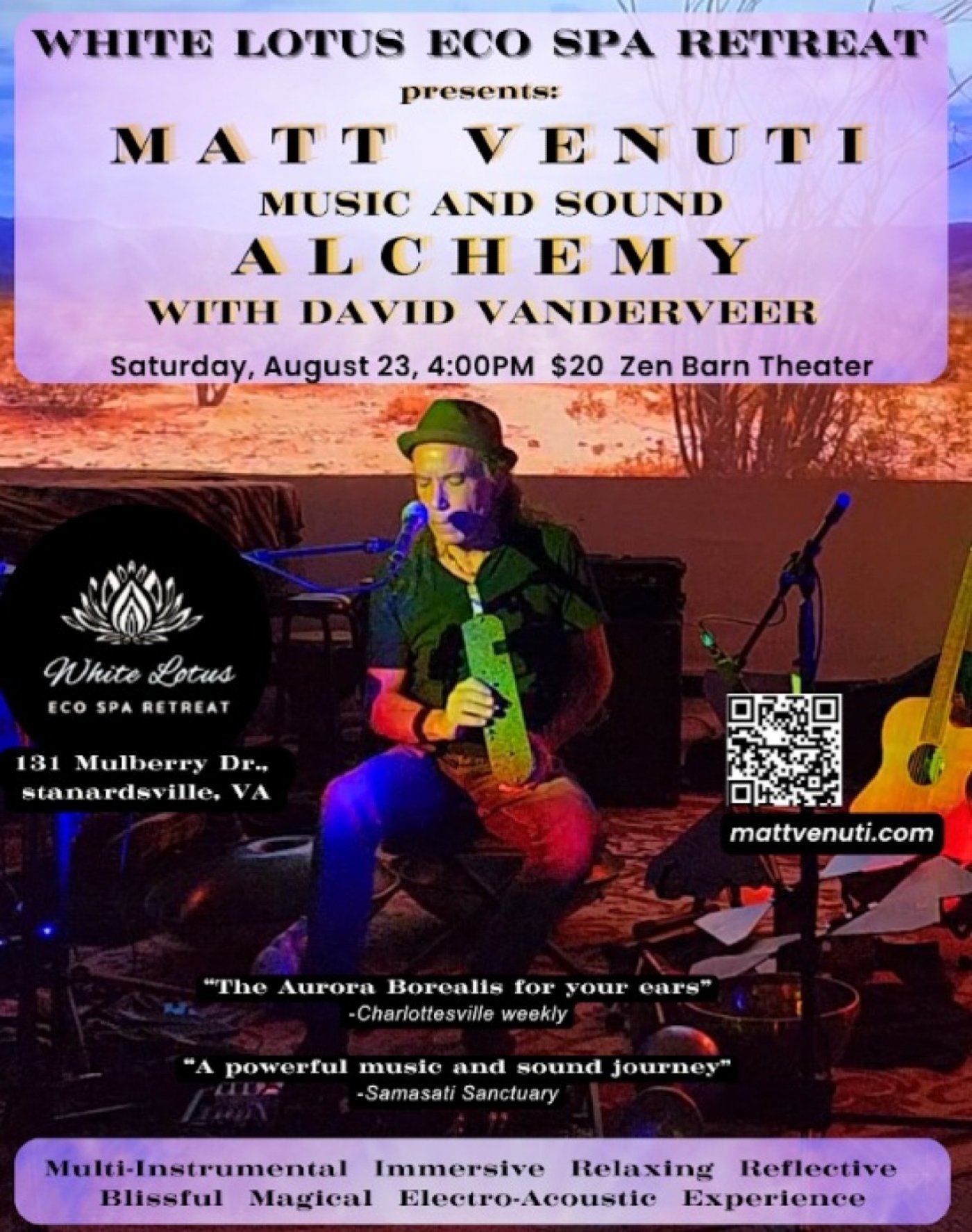 Matt Venuti Music and Sound Alchemy with David VanDeveer, 23 August | Event in Stanardsville | AllEvents
