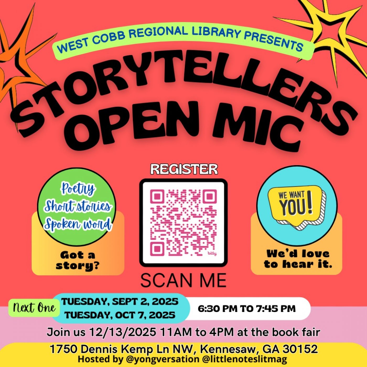 Storytellers Open Mic and Party, 7 October | Event in Kennesaw | AllEvents