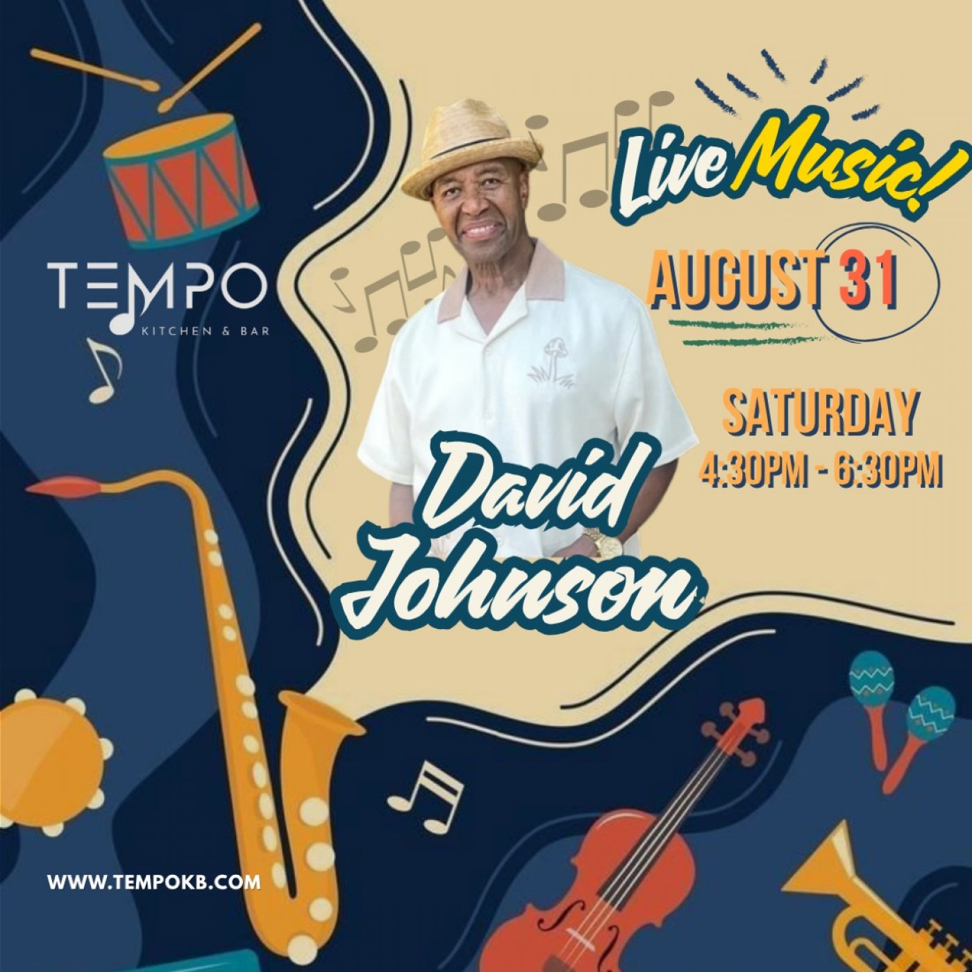 David Johnson at Tempo, 31 August | Event in Gilroy | AllEvents