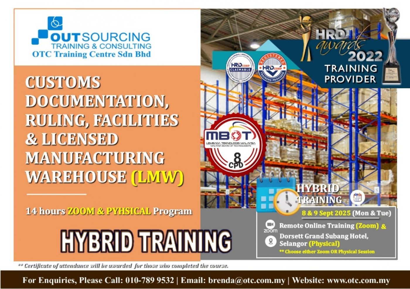 CUSTOMS DOCUMENTATION, RULING, FACILITIES & LICENSED MANUFACTURING WAREHOUSE (LMW), 8 September | AllEvents