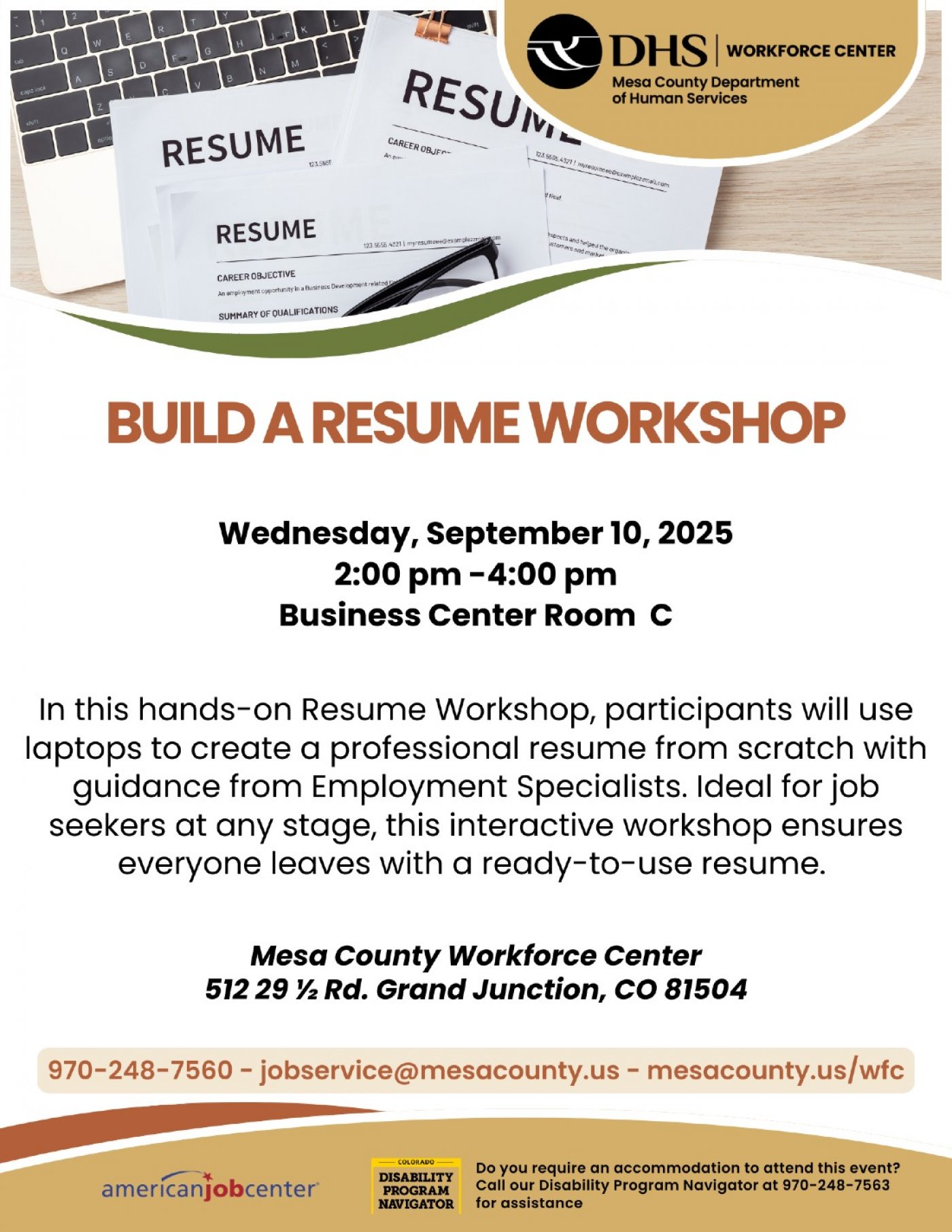 Build a resume Workshop, 10 September | Event in Grand Junction | AllEvents