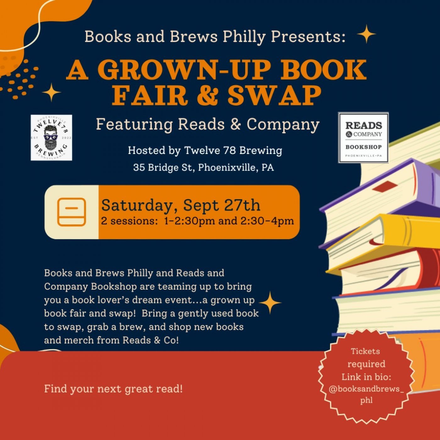 Grown-Up Book Fair and Swap-Second Session, 27 September | Event in Phoenixville | AllEvents