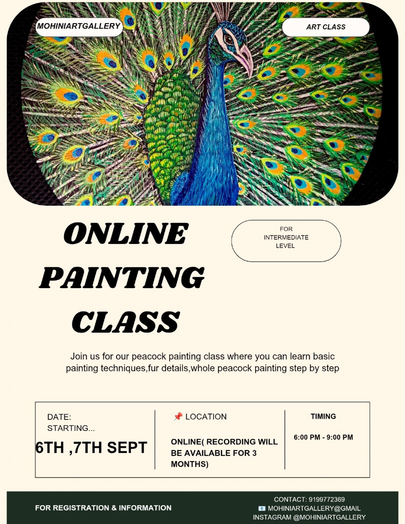 Peacock painting workshop - online, 6 September | Online Event | AllEvents