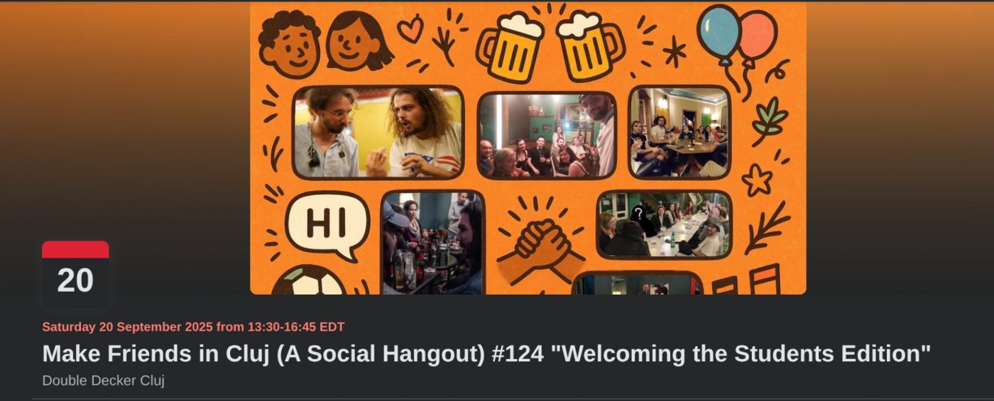 Make Friends in Cluj (InternationalSocial Hangout) #127, 29 November | Event in Cluj-Napoca | AllEvents