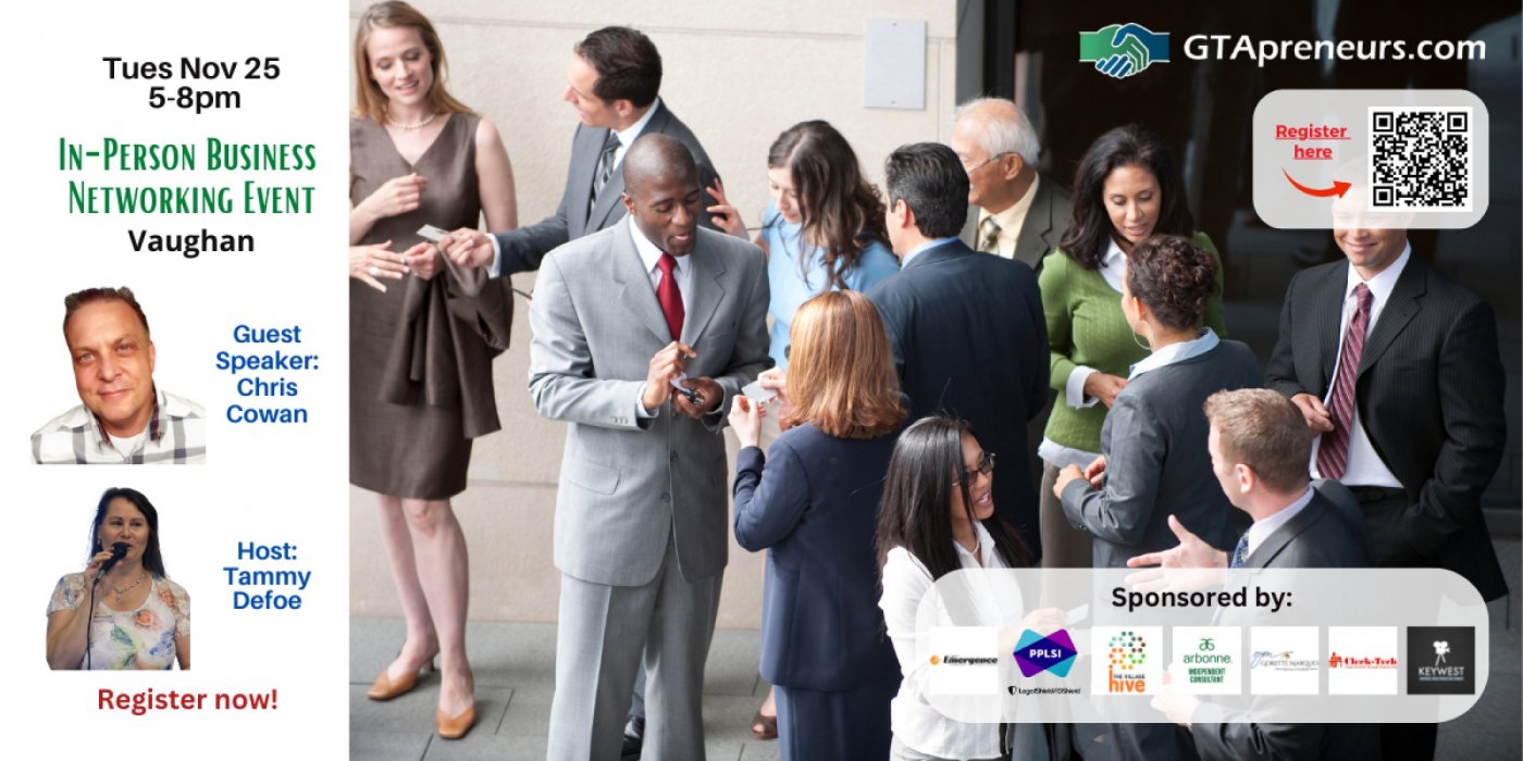 GTApreneurs Nov 25 Business Networking Event Vaughan - Toronto, 25 November | Event in Vaughan | AllEvents