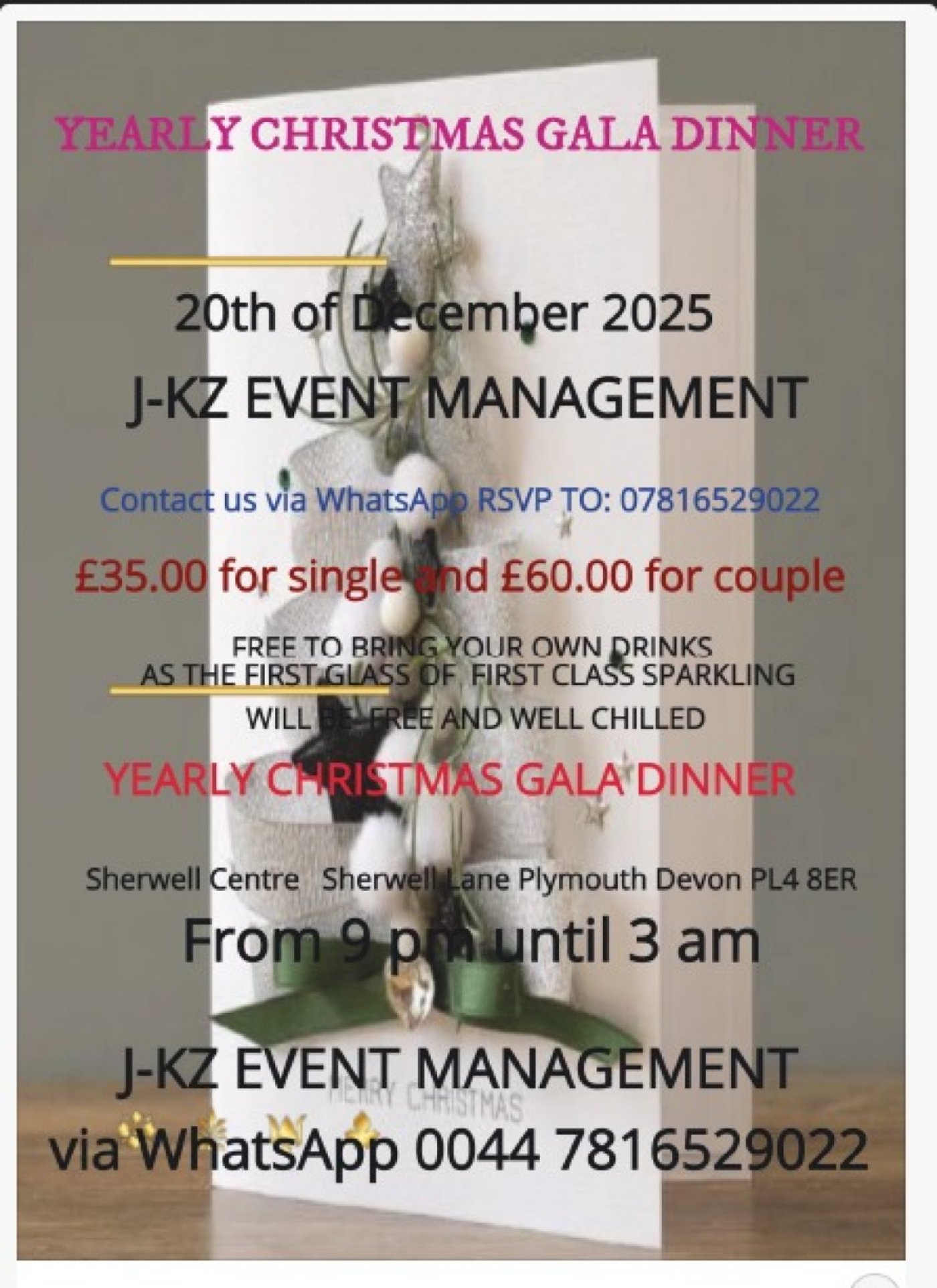 J-KZ EVENT MANAGEMENT Yearly December GALA 2025 !!!!!!!!!!!!, 20 December | Event in Plymouth | AllEvents