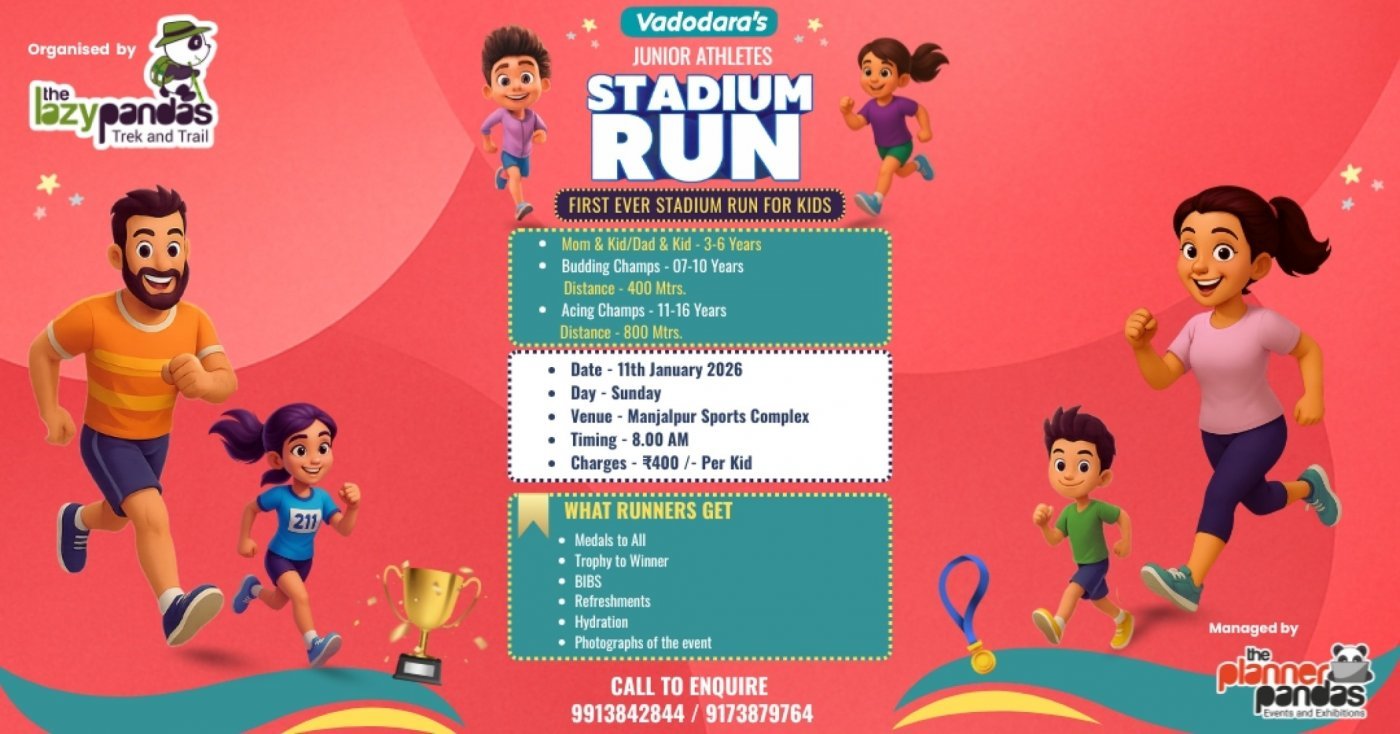 JUNIOR ATHLETE STADIUM RUN 1.0, 11 January | Event in Vadodara | AllEvents
