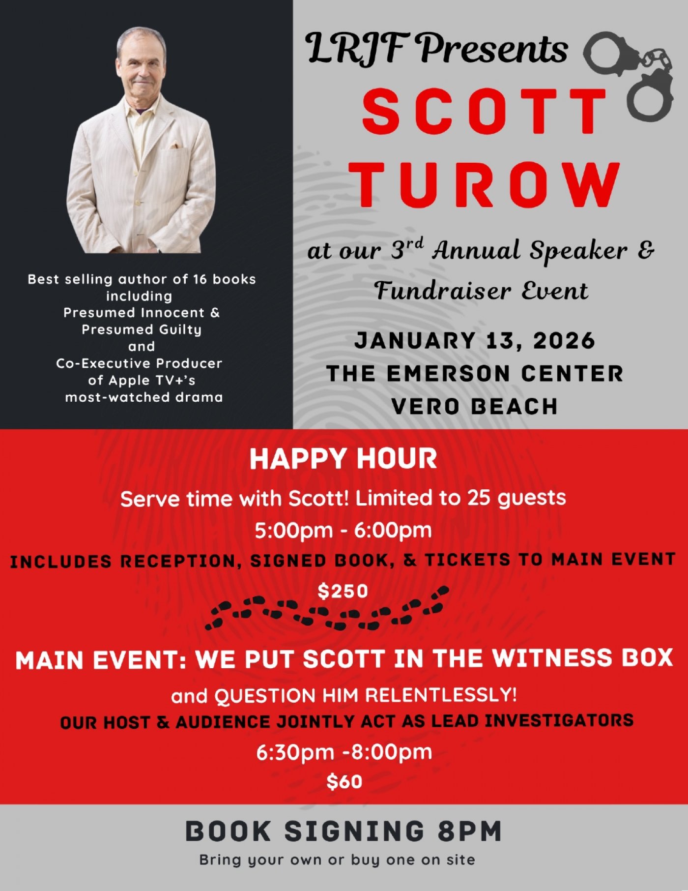 An Evening with Scott Turow, 13 January | Event in Vero Beach | AllEvents