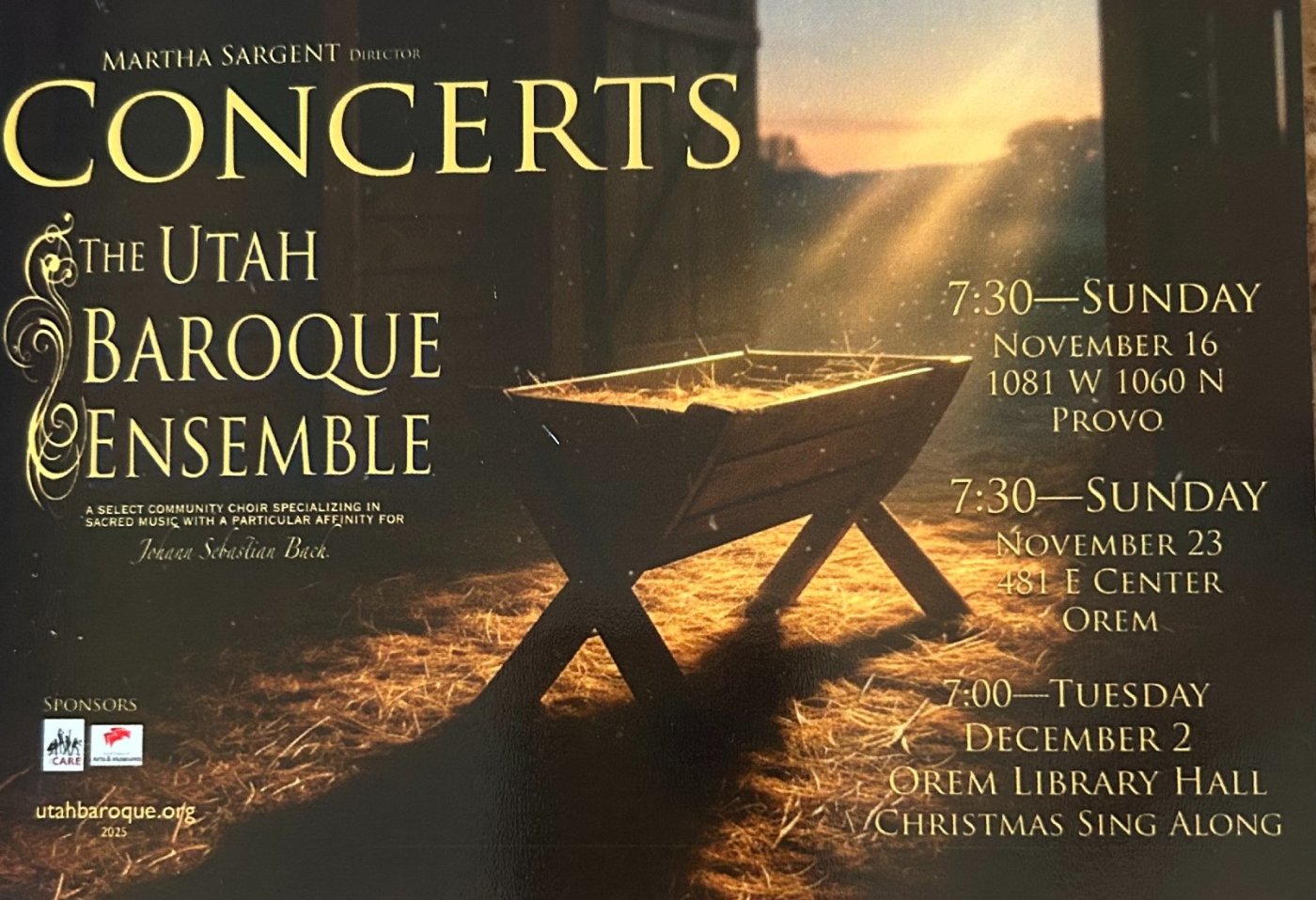 Christmas Sing-A-Long by the Utah Baroque Ensemble, 2 December | Event in Orem | AllEvents