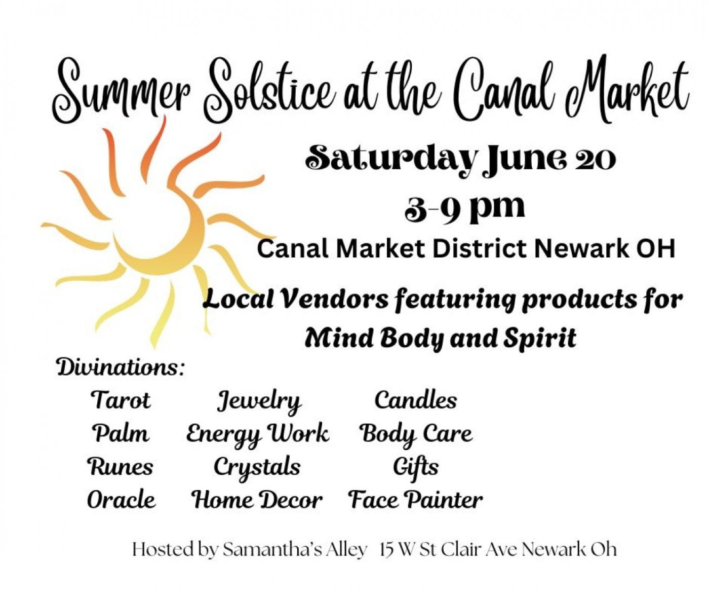 Summer Solstice Market at the Canal Market downtown Newark OH June 20 from 3 to 9 pm, 20 June | Event in Newark