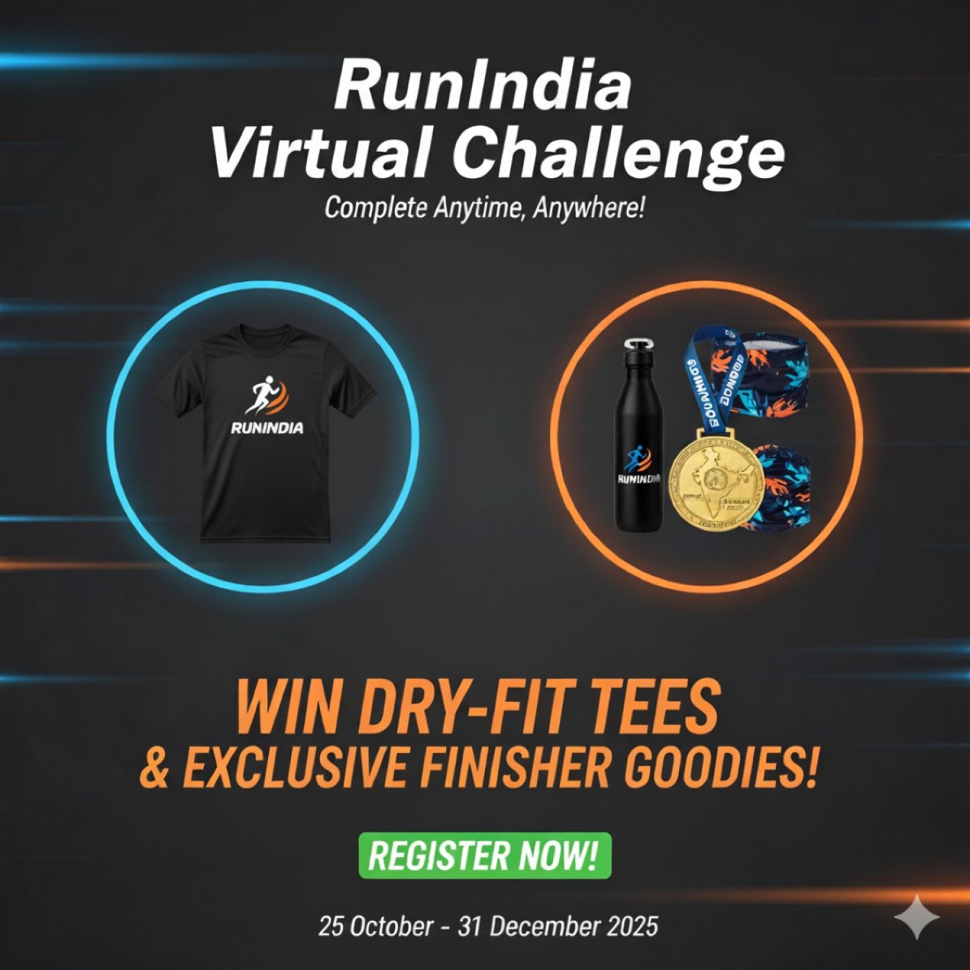 RunIndia Virtual Challenge – Win Dry-Fit Tees & Exclusive Finisher Goodies! | Online Event | AllEvents