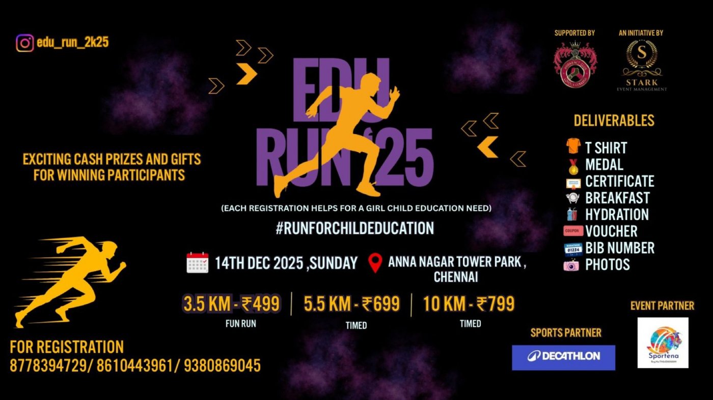 EDU RUN 25 - RUN FOR CHILD EDUCATION, 14 December | Event in Chennai | AllEvents
