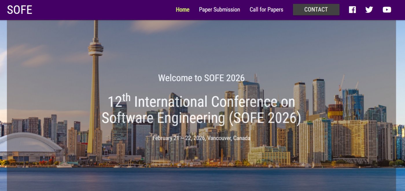 12th International Conference on Software Engineering (SOFE 2026), 27 February | Event in Vancouver | AllEvents
