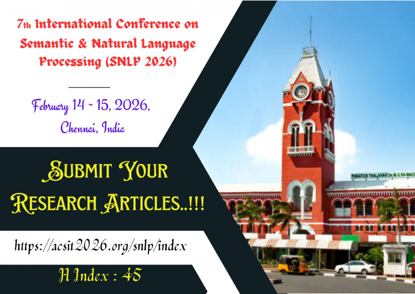 7th International Conference on Semantic & Natural Language Processing (SNLP 2026), 14 February | AllEvents