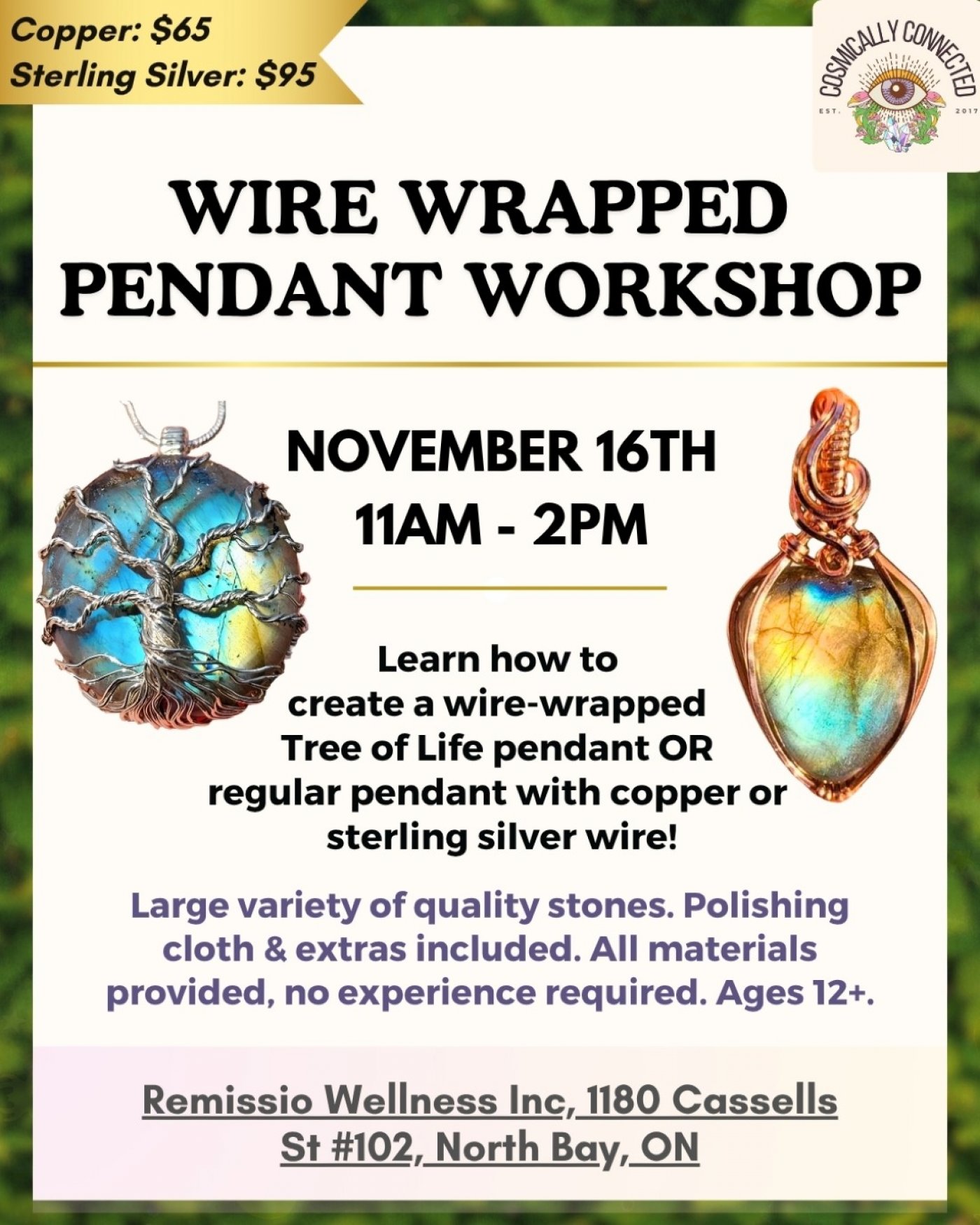 Wire Wrapped Pendant Workshop - Two Options! | Event in North Bay | AllEvents