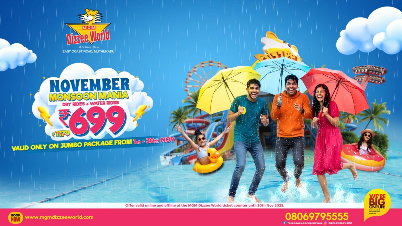 MGM Dizzee World's Monsoon Mania - November Offer 2025 (Only at Rs.699/Ticket) | Event in Chennai | AllEvents