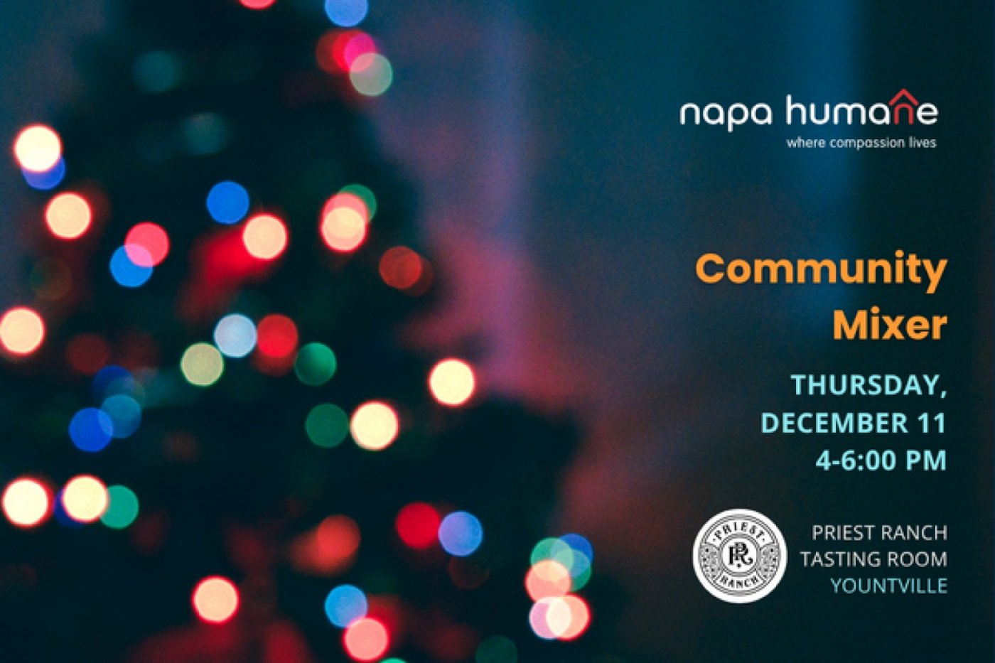Napa Humane Community Mixer - December 2025, 11 December | Event in Yountville | AllEvents
