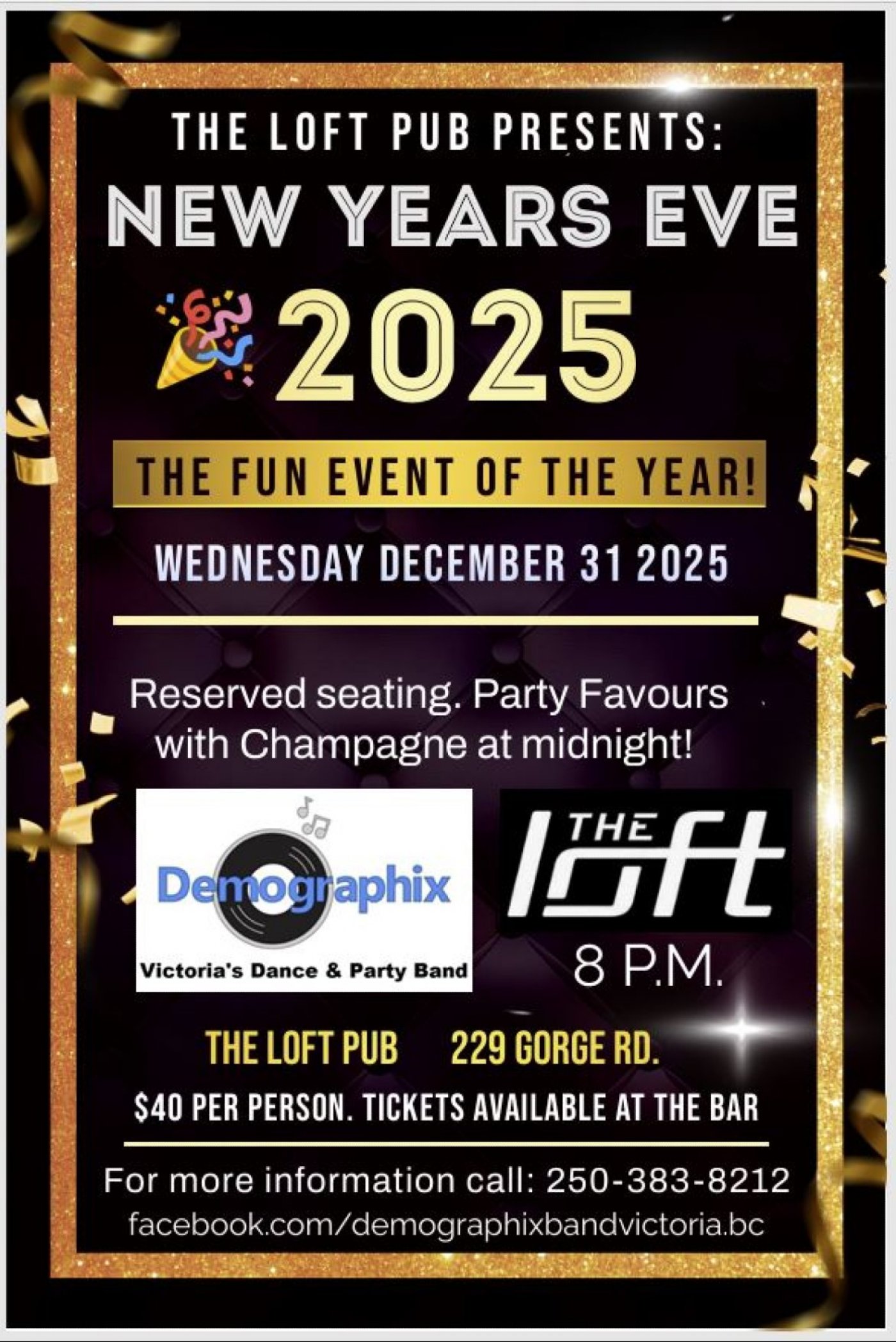 🎉 NEW YEARS EVE at THE LOFT PUB with DEMOGRAPHIX BAND, 31 December | Event in Victoria | AllEvents