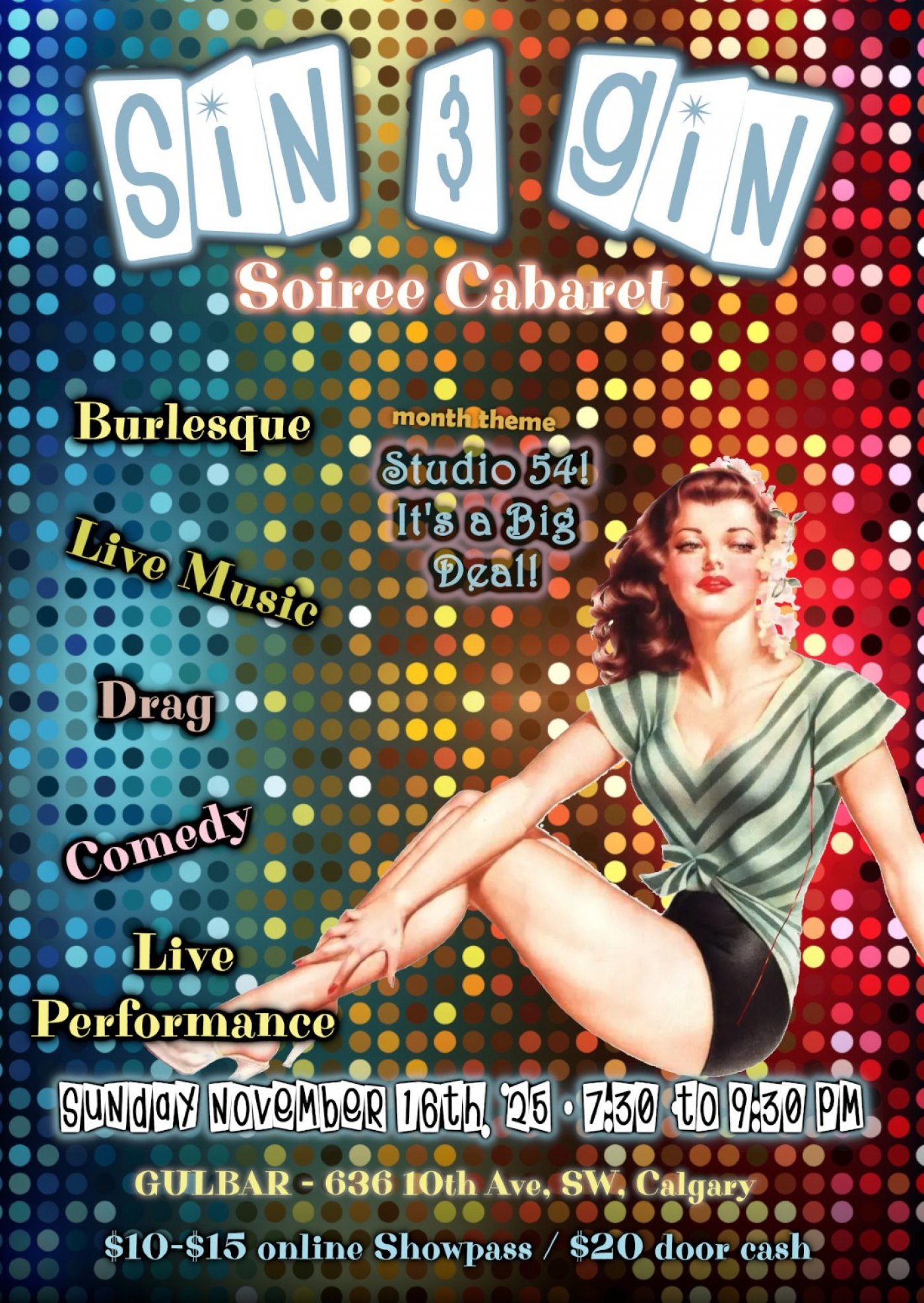 Sin & Gin Soiree Cabaret - 'Studio 54 - It's a Big Deal!', 16 November | Event in Calgary | AllEvents