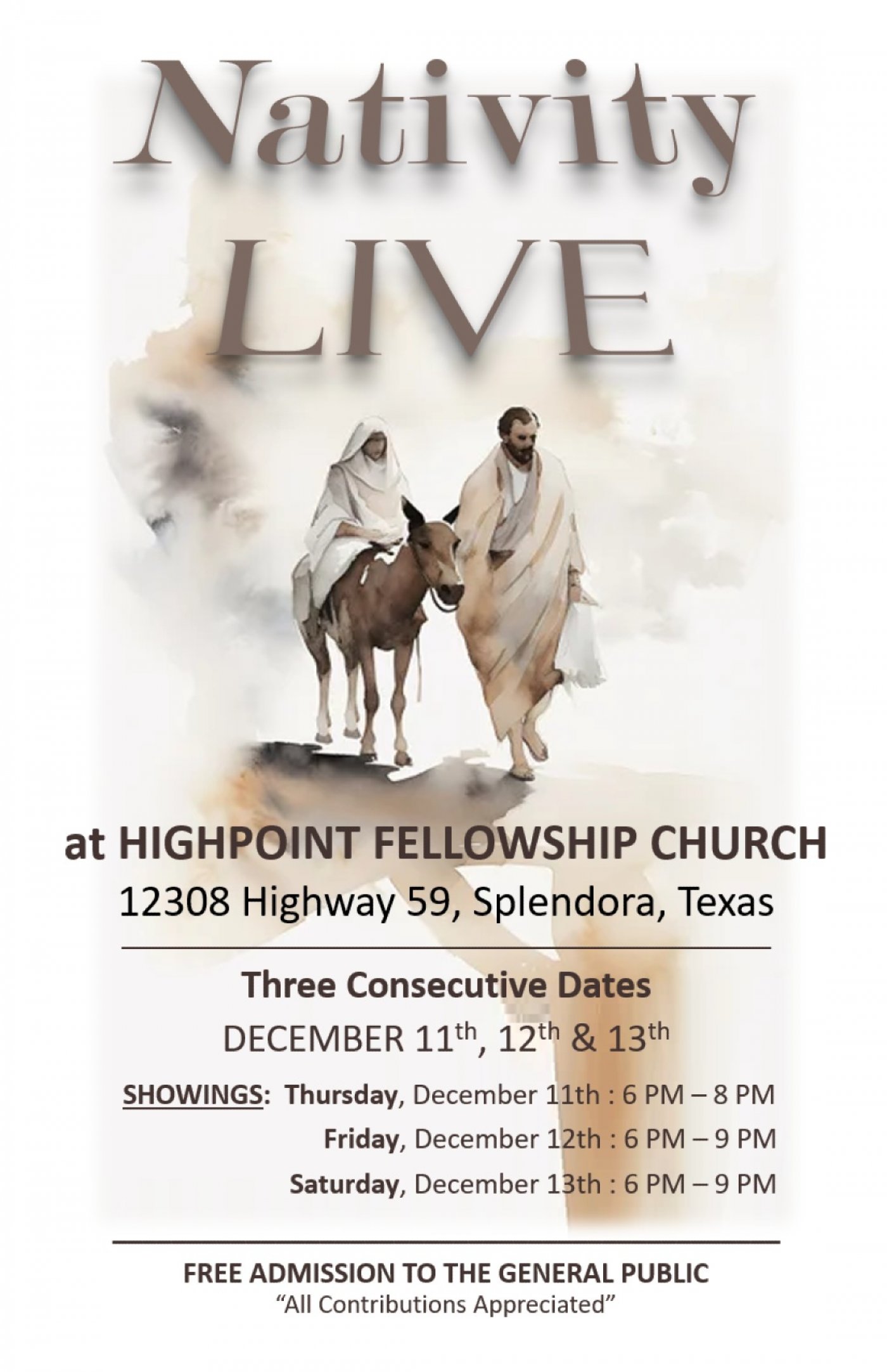 Nativity Live at HighPoint Fellowship, 11 December | Event in Splendora | AllEvents