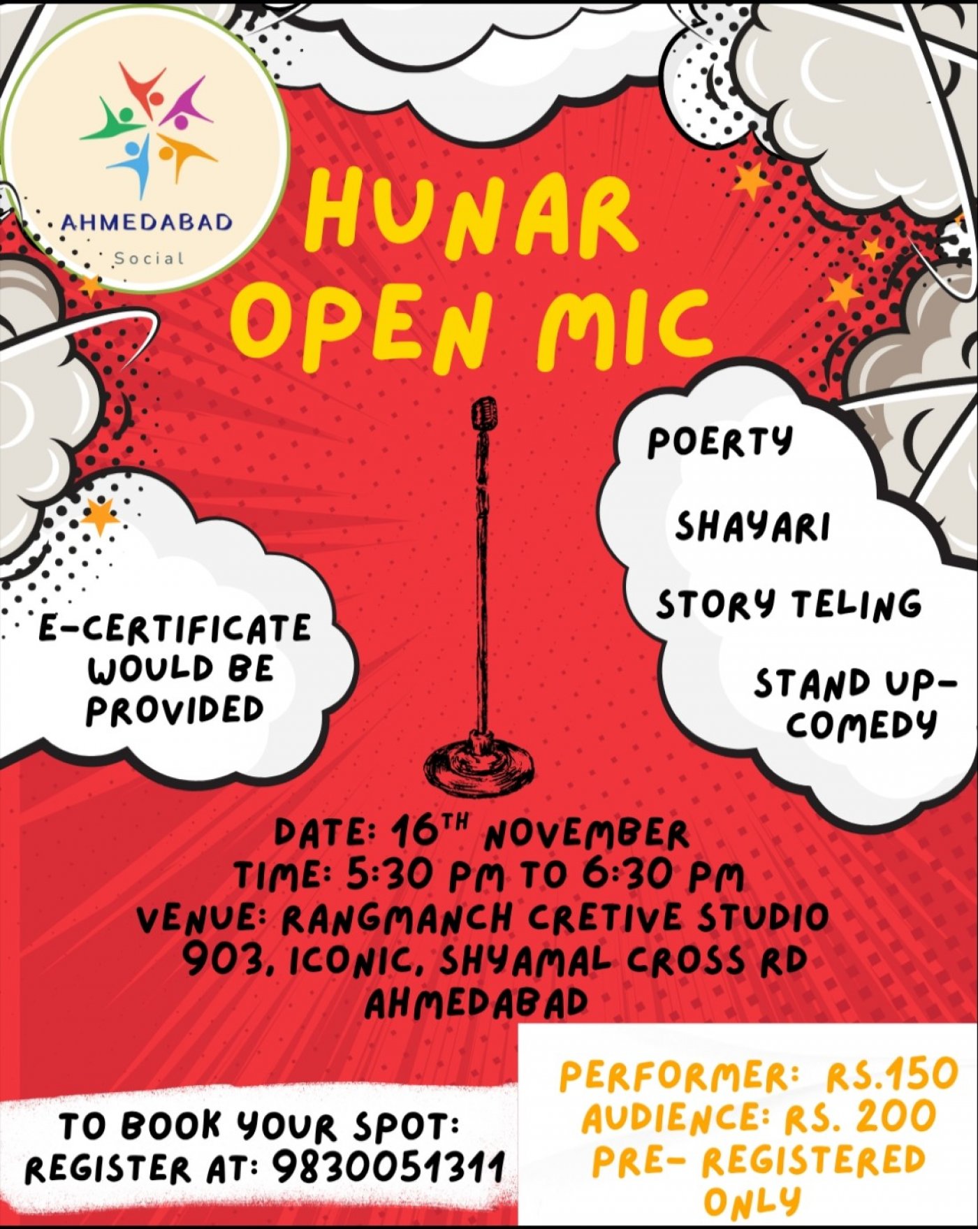 Hunar- Open Mic, 16 November | Event in Ahmedabad | AllEvents