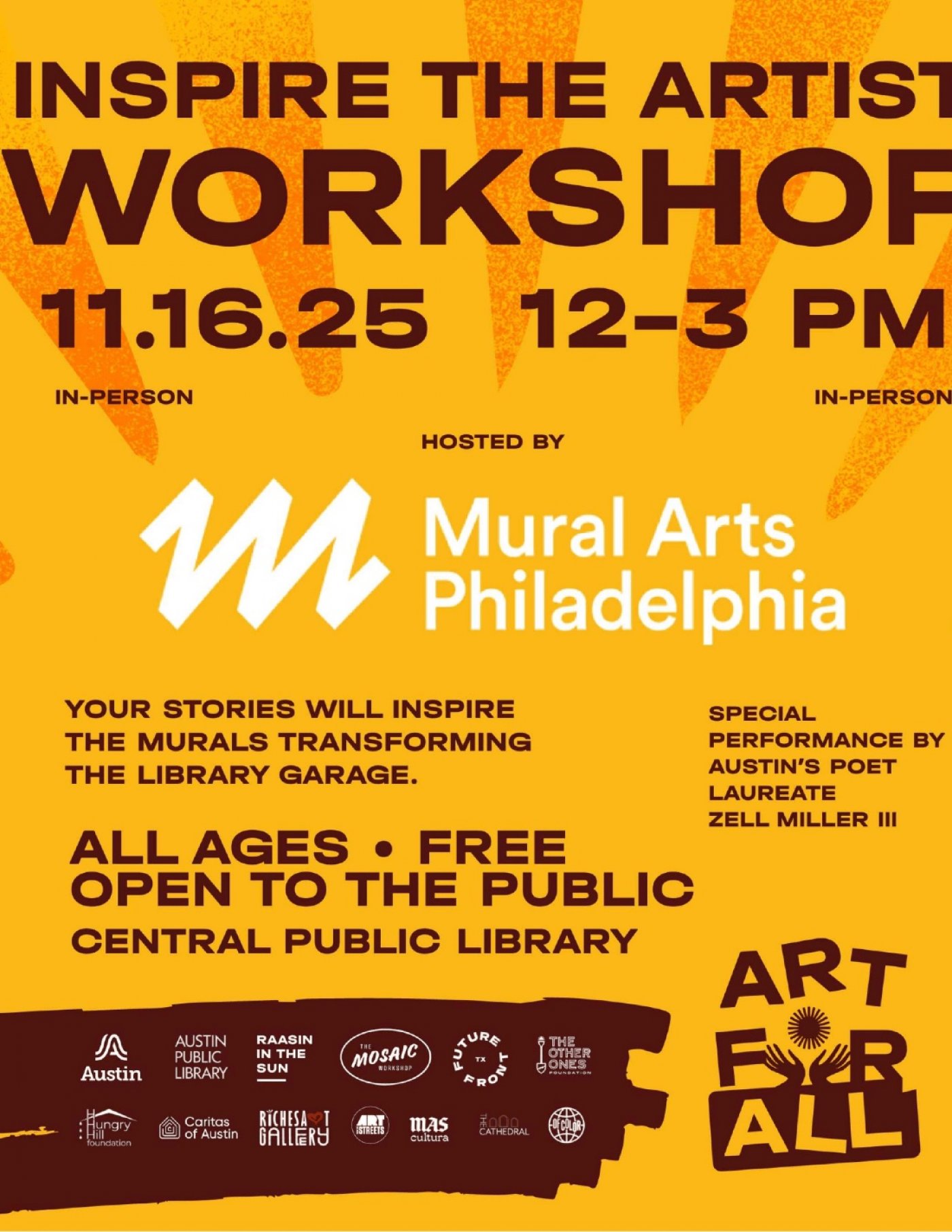 Austin nonprofit Raasin in the Sun’s new art initiative, ART for ALL, hosts second public workshop, 16 November