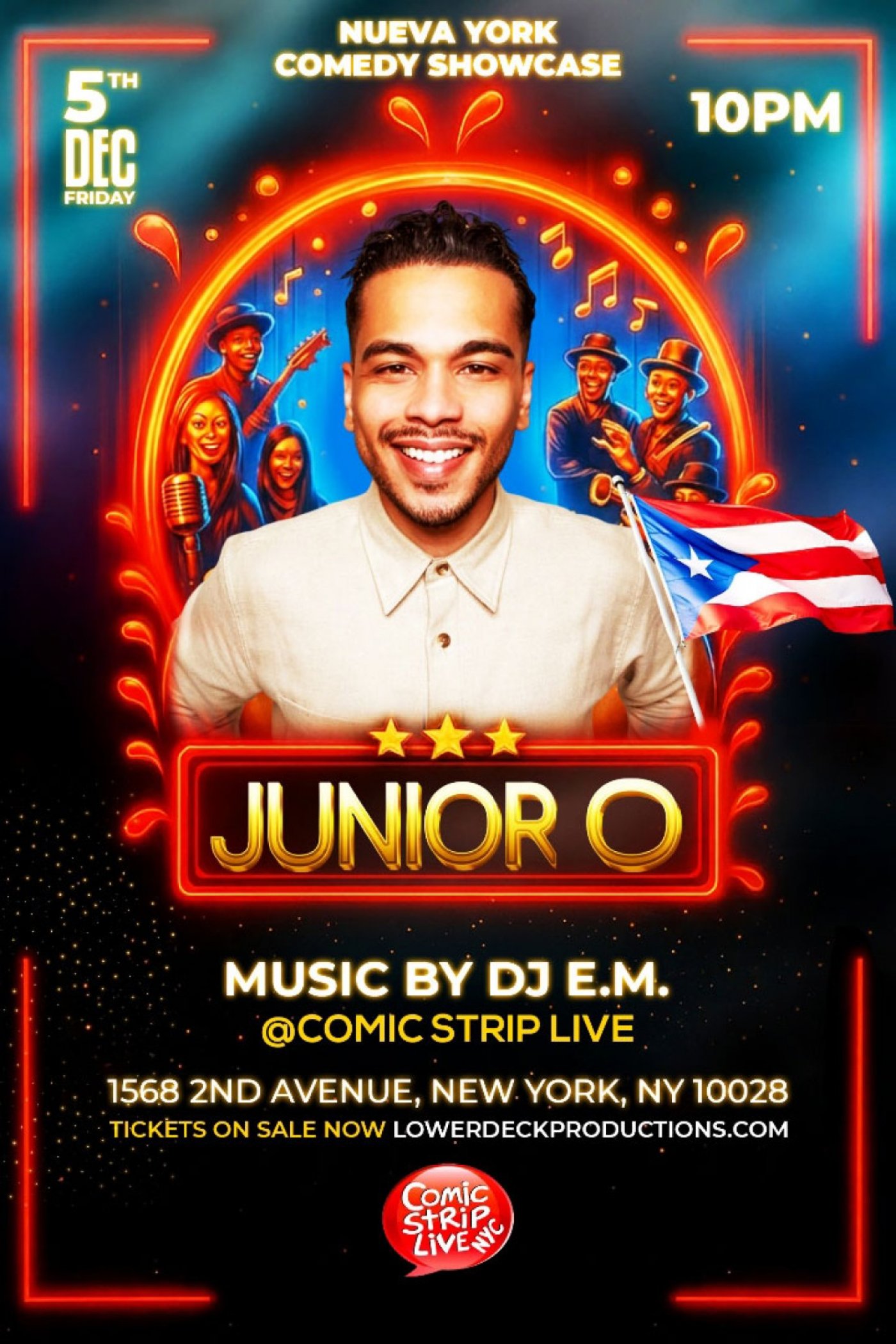 Nueva York Comedy Showcase f/ Junior O, 5 December | Event in New York | AllEvents
