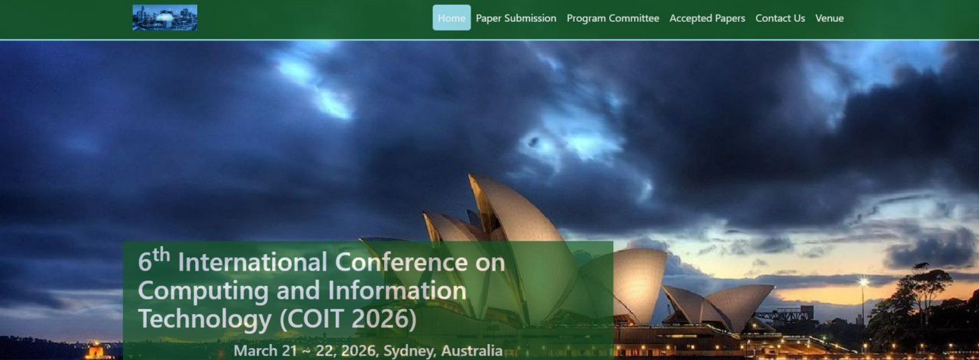 6th International Conference on Computing and Information Technology (COIT 2026), 21 March | Event in Sydney