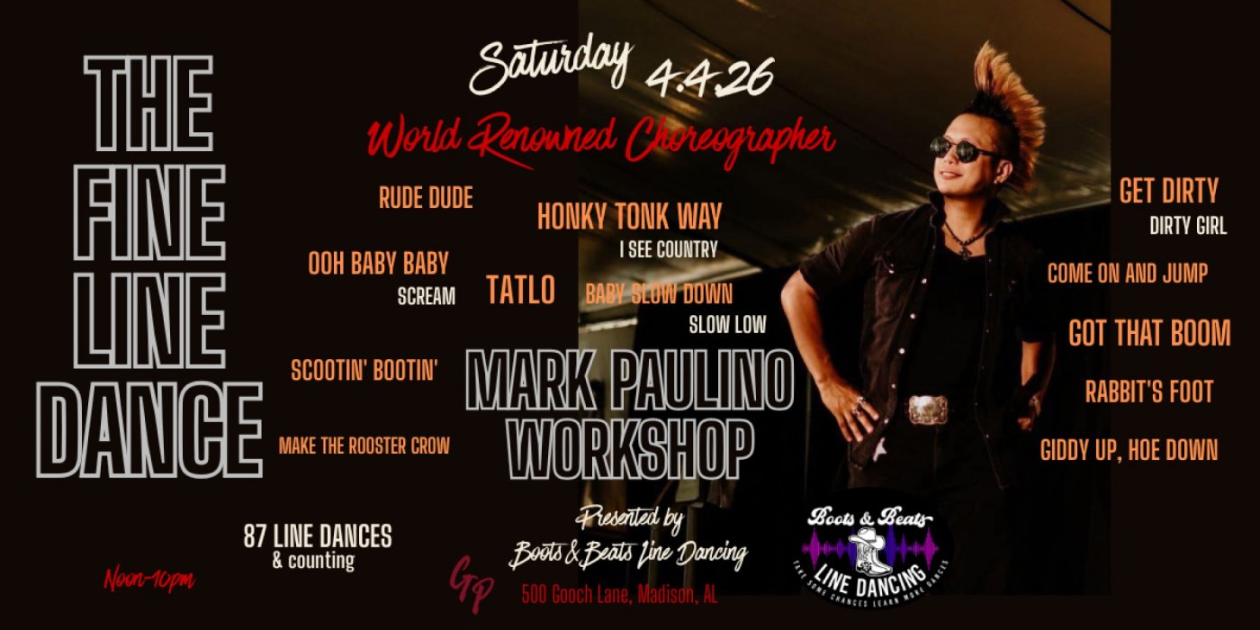 Mark Paulino Workshop - The Fine Line Dance presented by Boots & Beats Line Dancing, 4 April | AllEvents