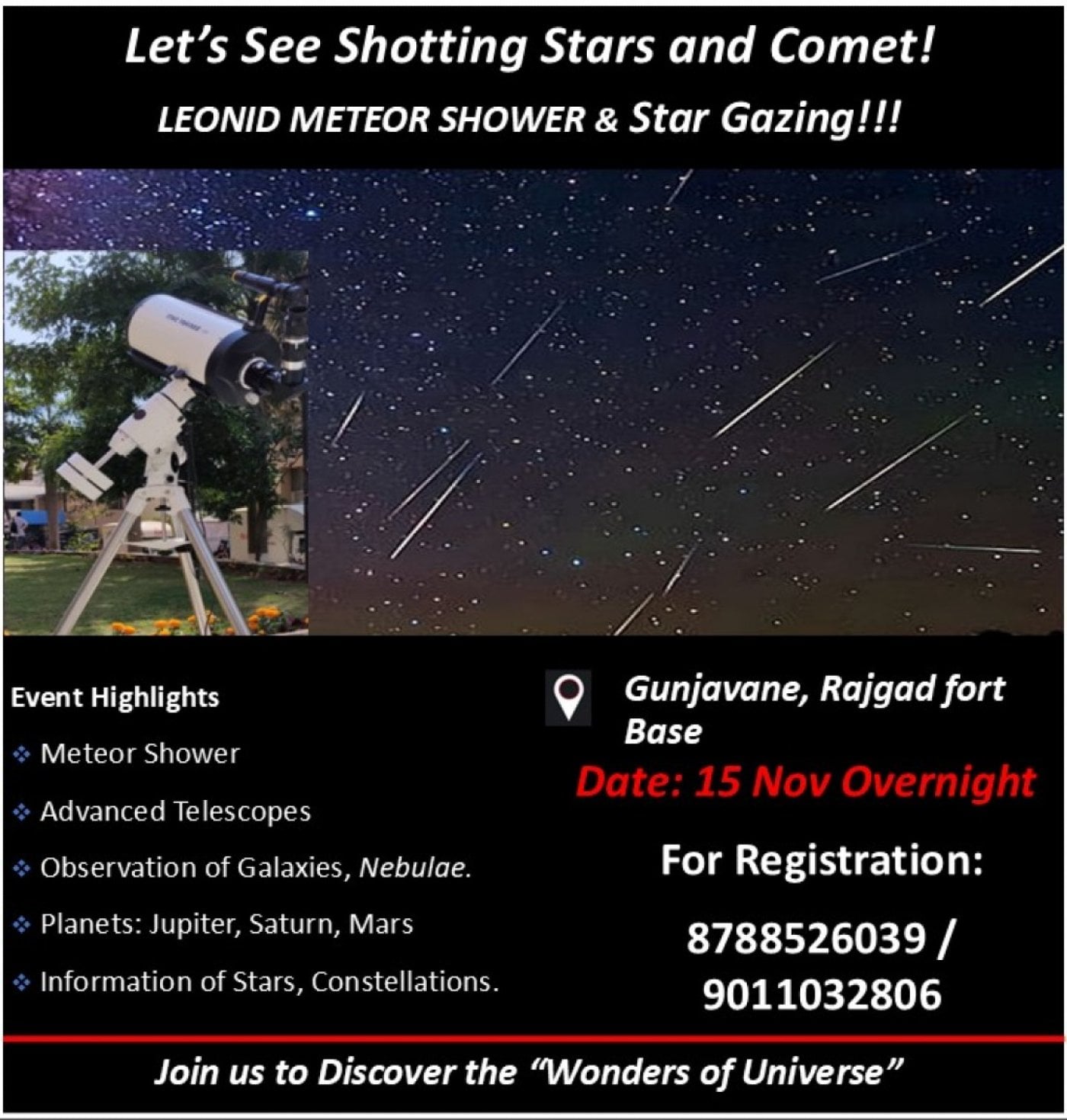 Comets, Leonid Meteor Shower and Star Gazing  | Event in Pune | AllEvents