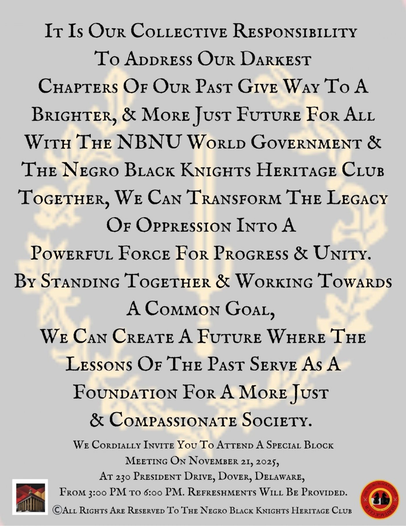 It Is Our Collective Responsibility To The Negro Community , 21 November | Event in Dover | AllEvents