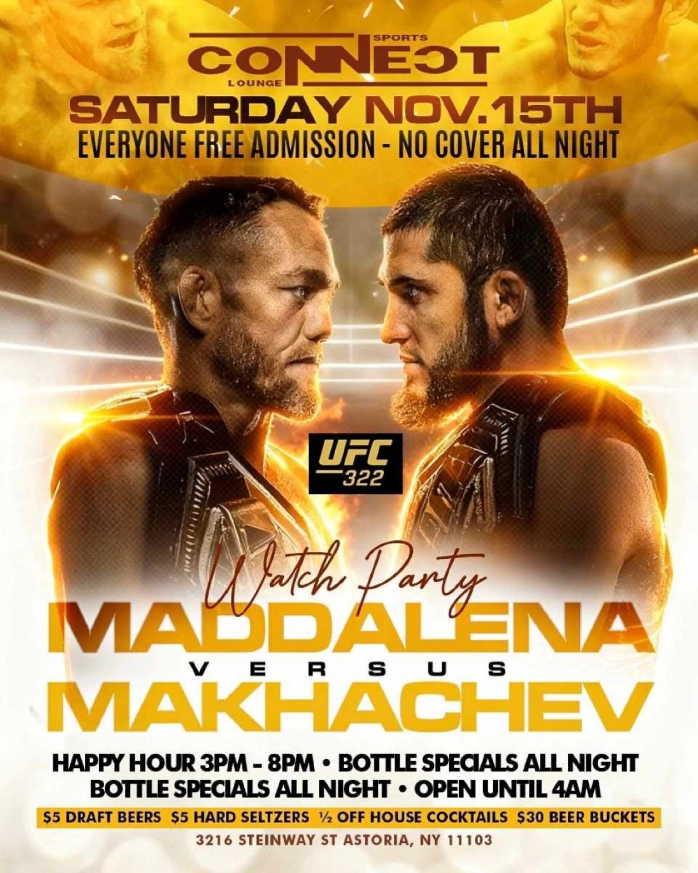 Maddalena vs Makhachev Watch Party at Connect Astoria | Event in Astoria | AllEvents