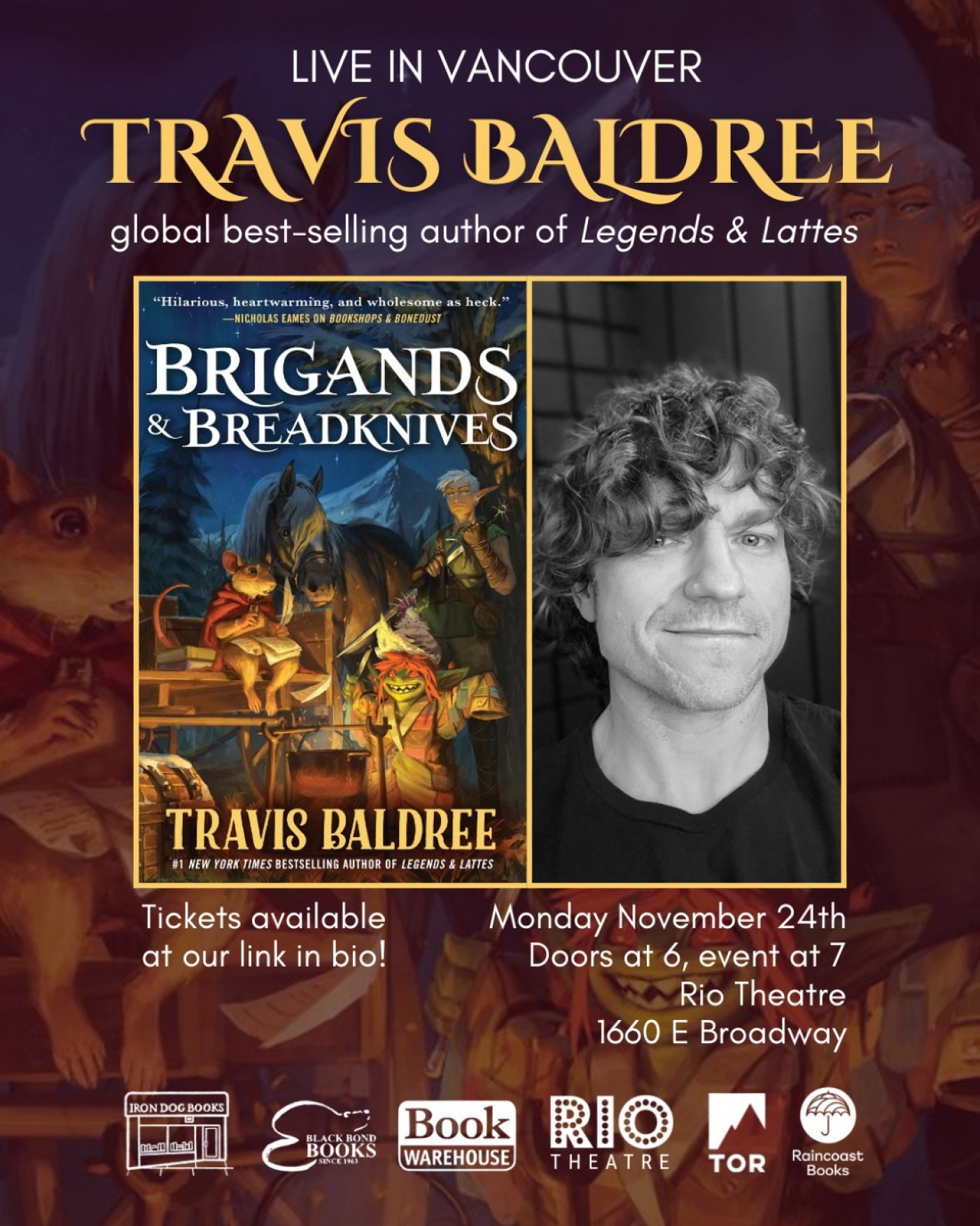An Evening with Travis Baldree, author of Brigands and Breadknives, 24 November | Event in Vancouver | AllEvents