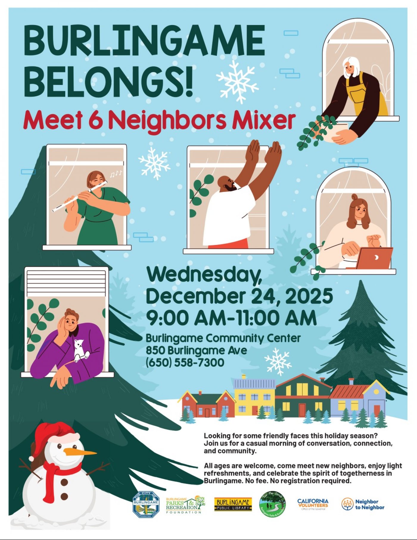 Burlingame Belongs! Meet 6 Neighbors Mixer, 24 December | Event in Burlingame | AllEvents