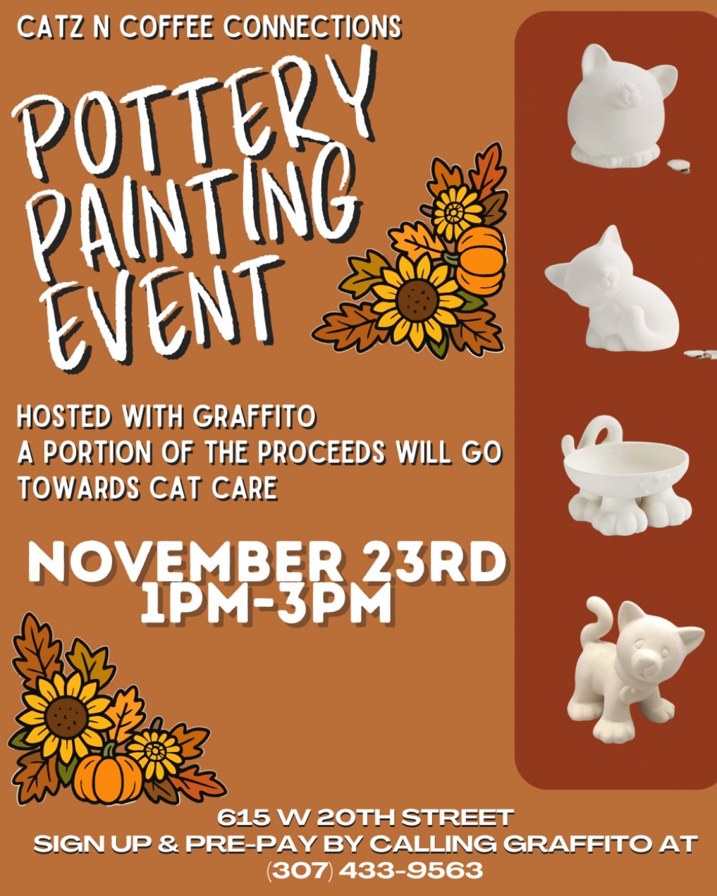 POTTERY PAINTING EVENT at Cat Cafe', 23 November | Event in Cheyenne | AllEvents