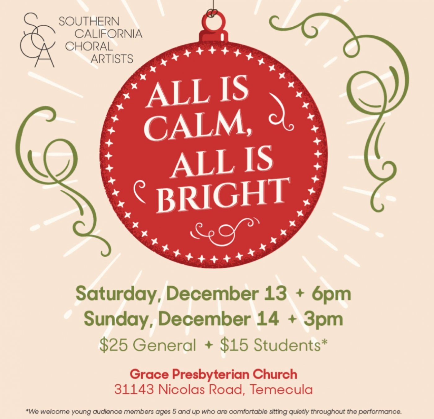 All is Calm, All is Bright, 14 December | Event in Temecula | AllEvents