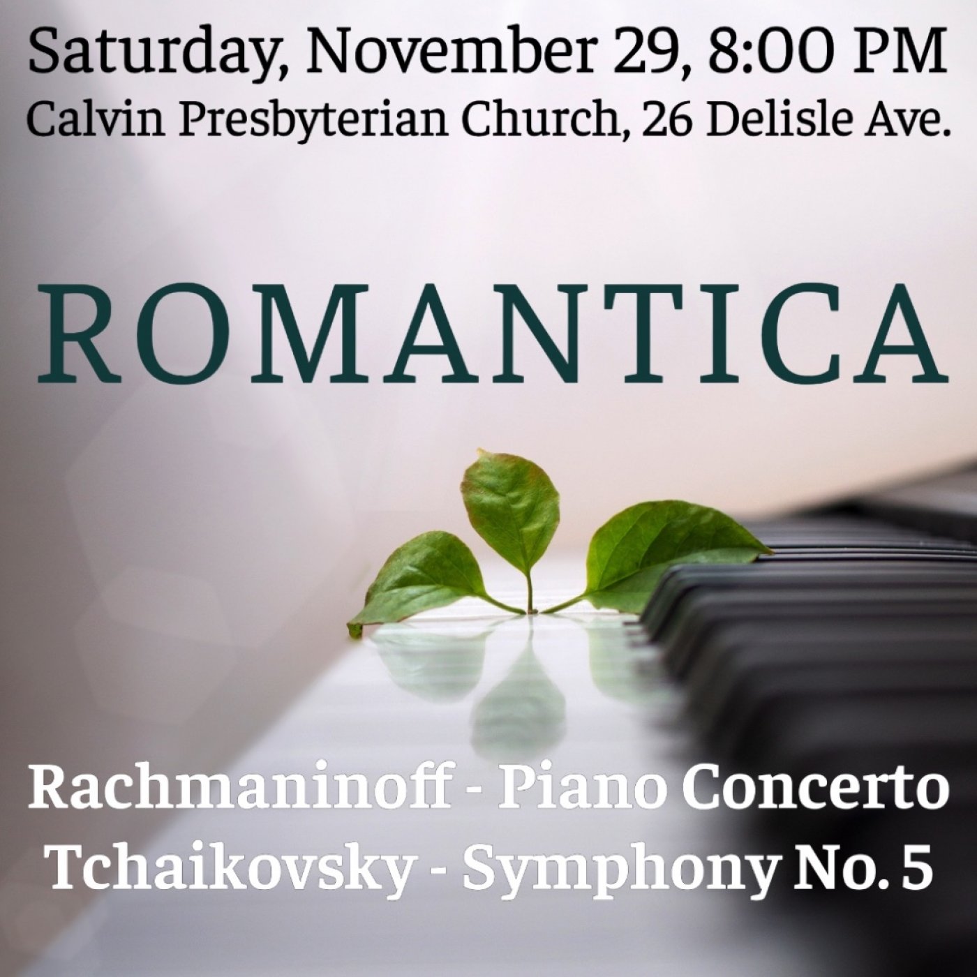 Romantica: Tchaikovsky & Rachmaninoff in concert!, Calvin Presbyterian Church, Toronto, 29 November 2025 | AllEvents