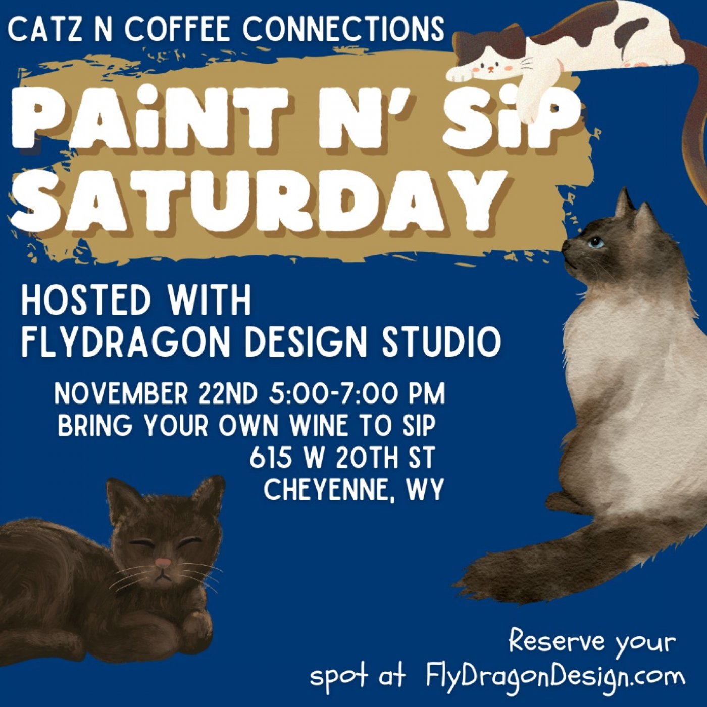 PAINT N' SIP SATURDAY Hosted with FlyDragon Design, 22 November | Event in Cheyenne | AllEvents