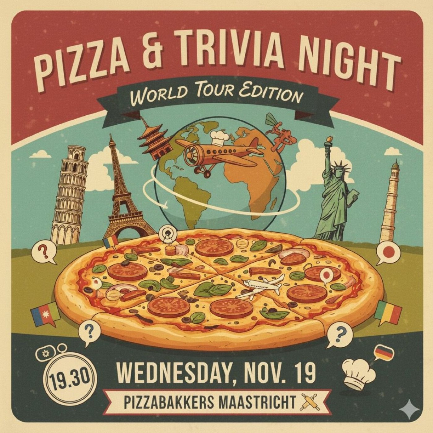 World Travel Trivia - Pizza and Prosecco, 19 November | Event in Maastricht | AllEvents