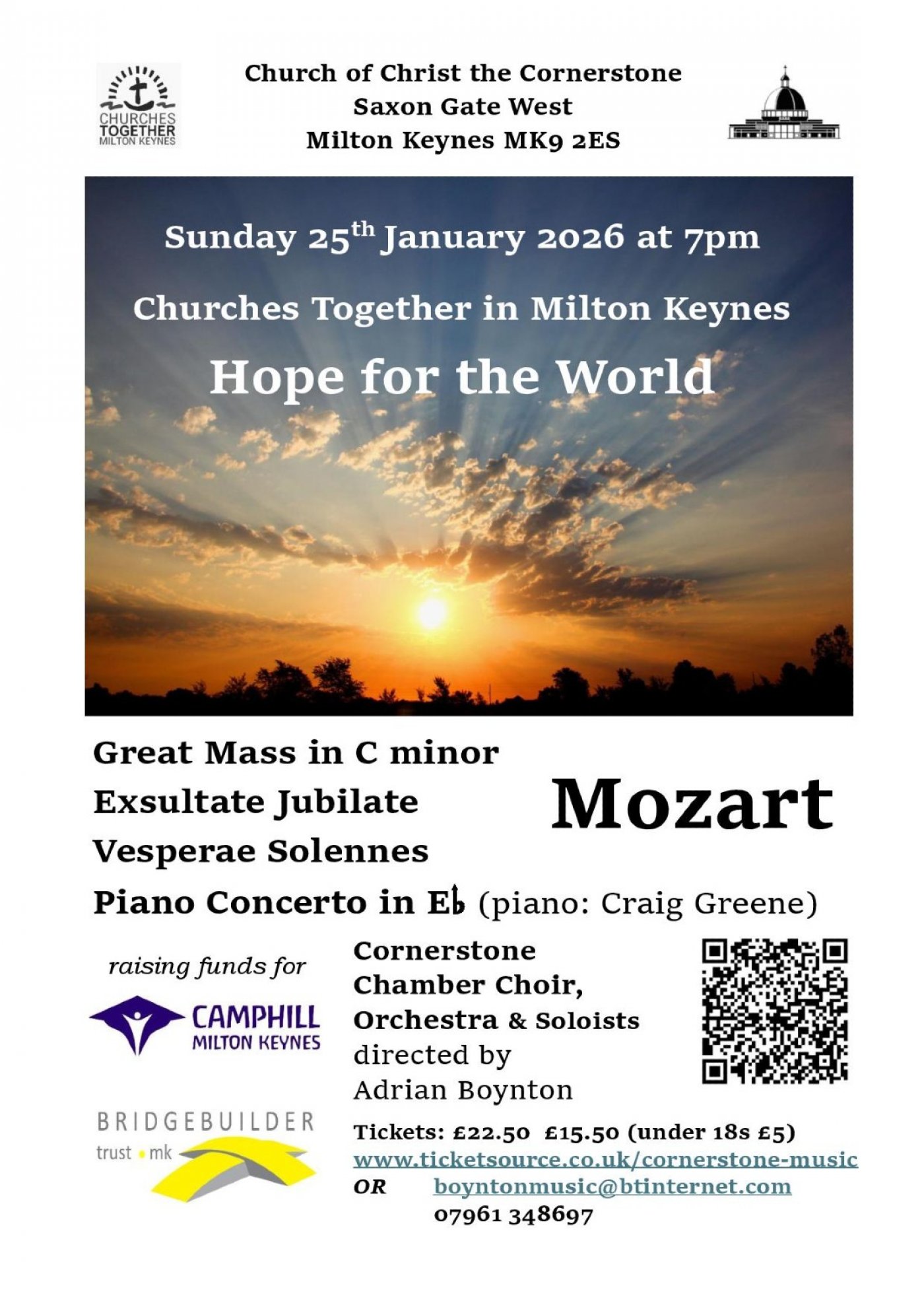 Hope for the World (a concert of Mozart for local charities), 25 January | Event in Milton Keynes | AllEvents