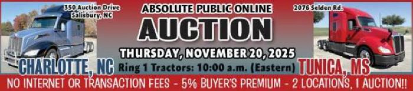Upcoming Tractors and Misc Auction in Salisbury, NC & Tunica, MS – Taylor & Martin Event Details, 20 November