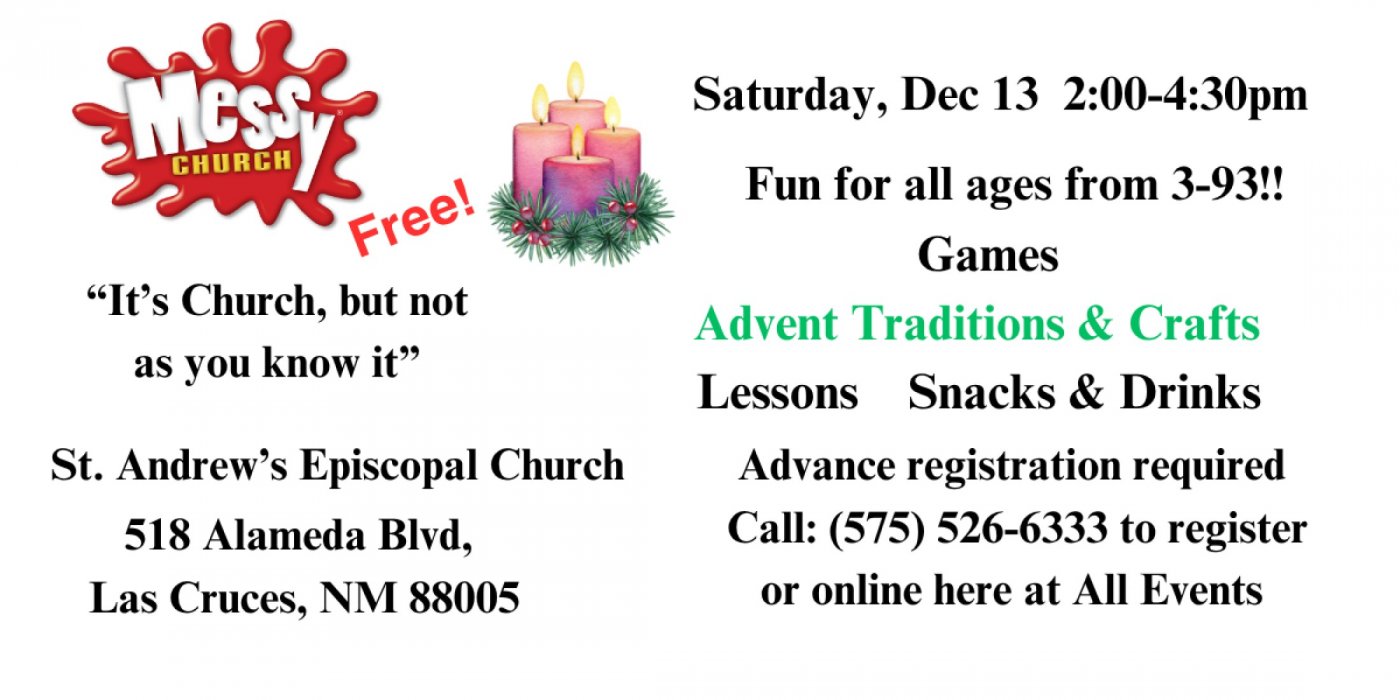 Messy Church for December--Advent Traditions & Crafts, 13 December | Event in Las Cruces | AllEvents