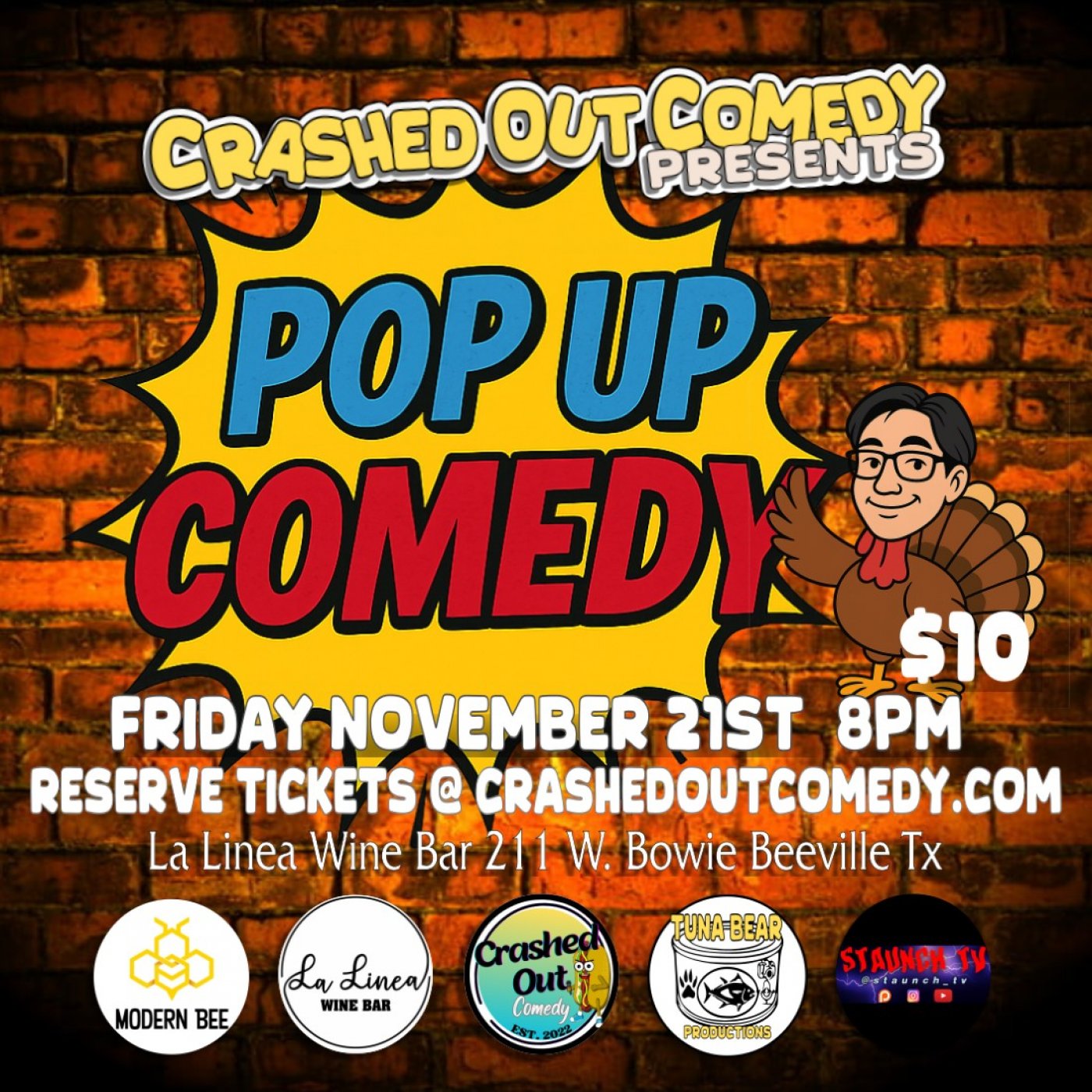 Crashed Out Comedy Presents: A Thanksgiving Comedy Showcase | Event in Beeville | AllEvents