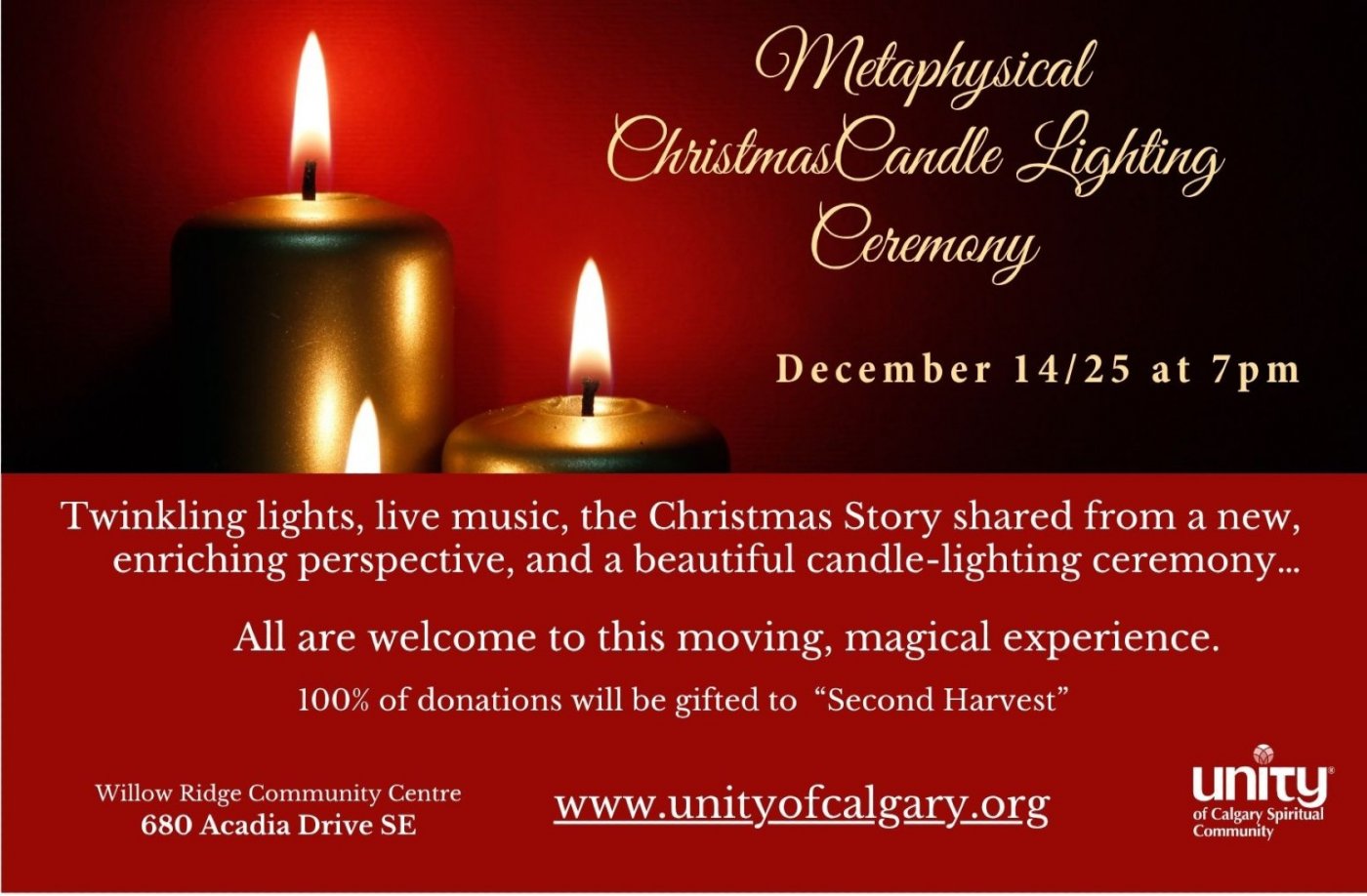 Unity of Calgary Candle Lighting Ceremony, 14 December | Event in Calgary | AllEvents