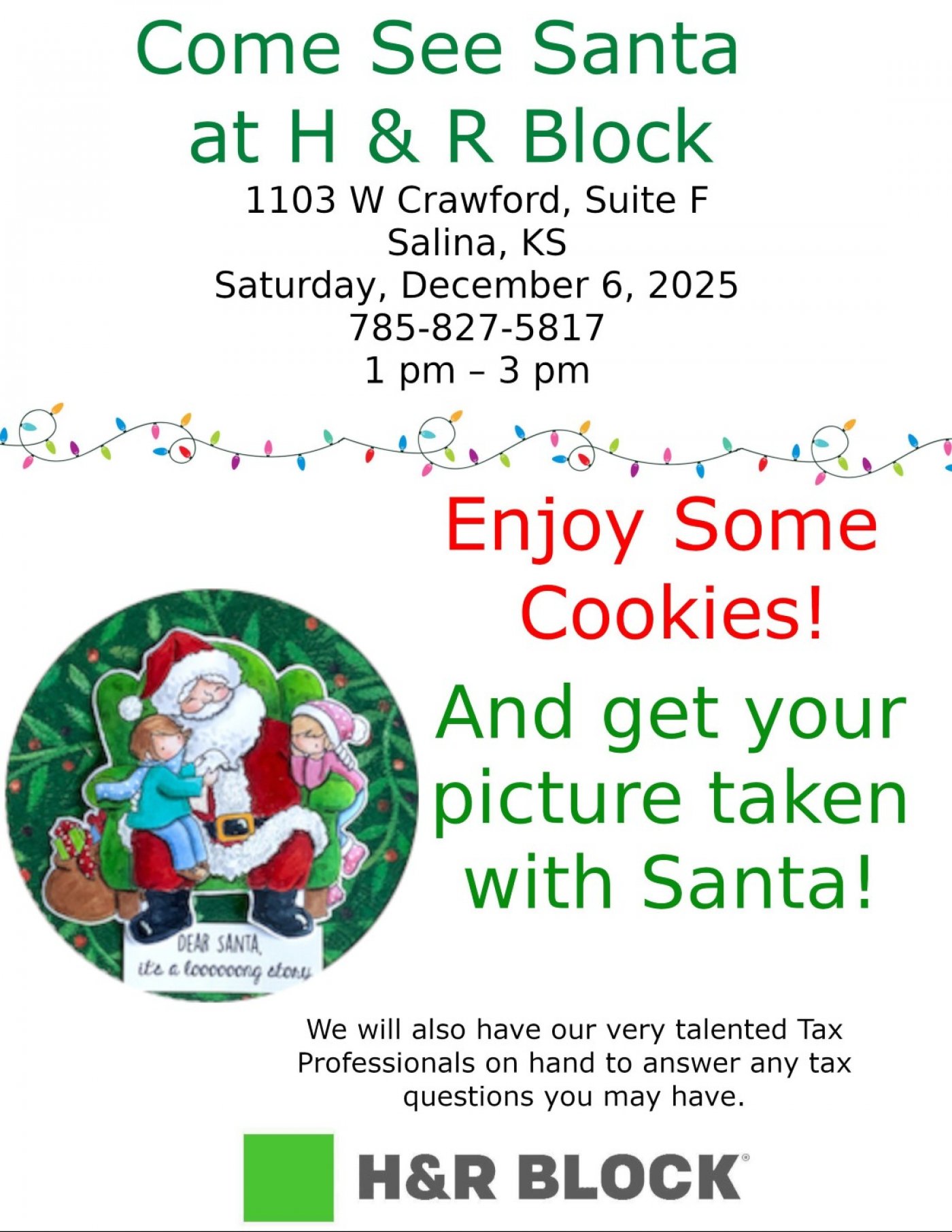 Cookies with Santa at H & R Block, 6 December | Event in Salina | AllEvents